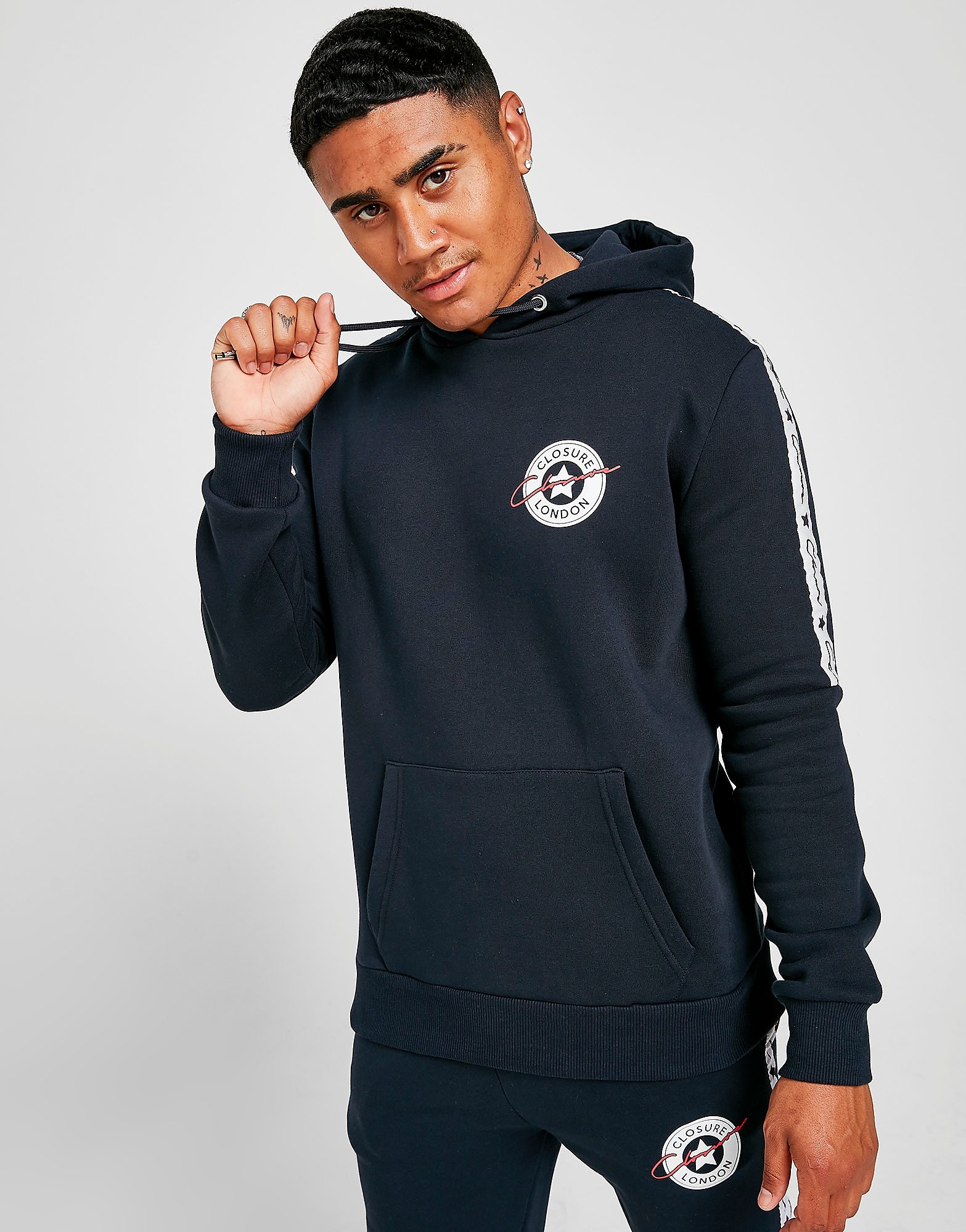 Closure London Tape Overhead Hoodie - Navy - Mens, Navy