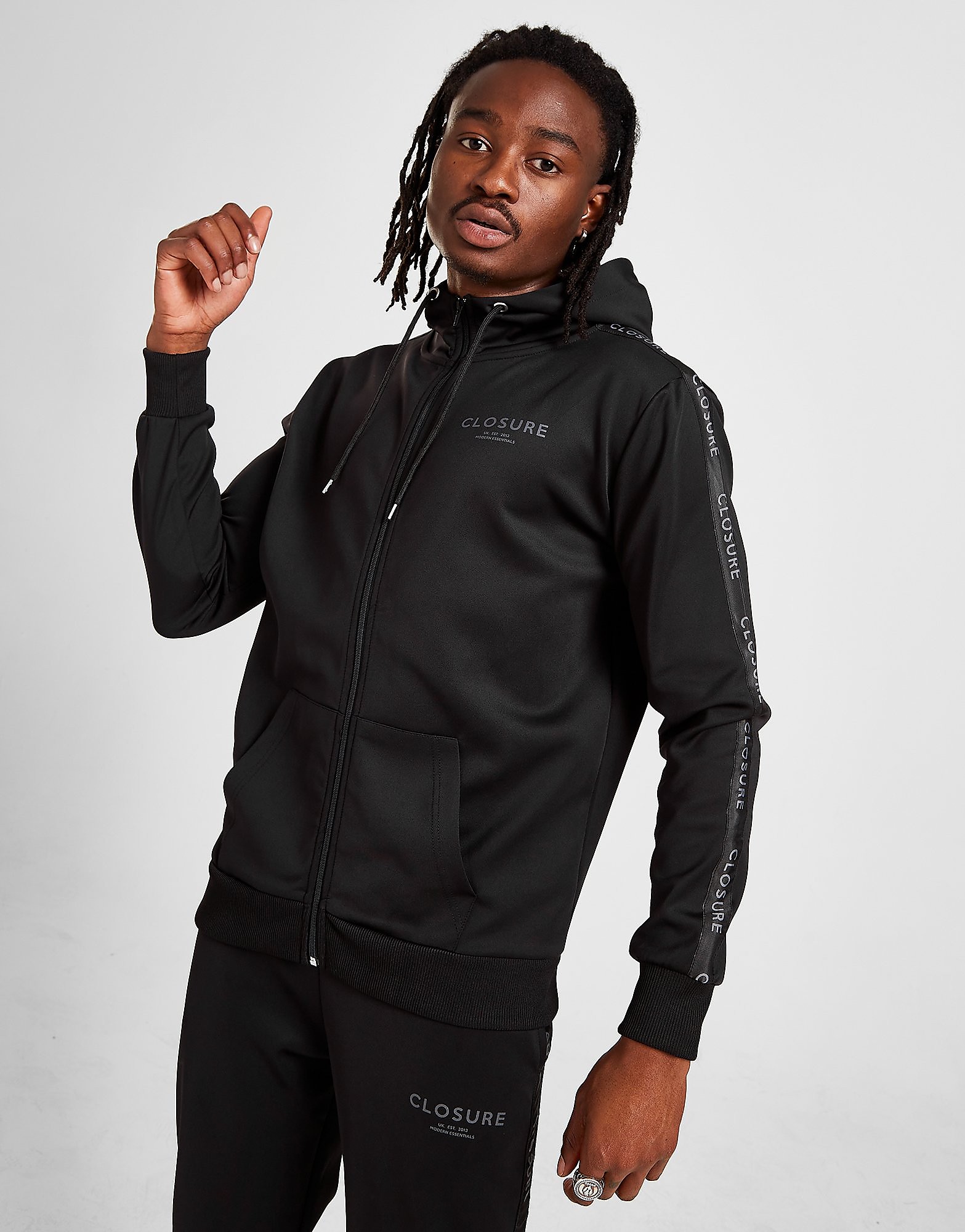 

Closure London Tape Poly Full Zip Hoodie - Black - Mens, Black