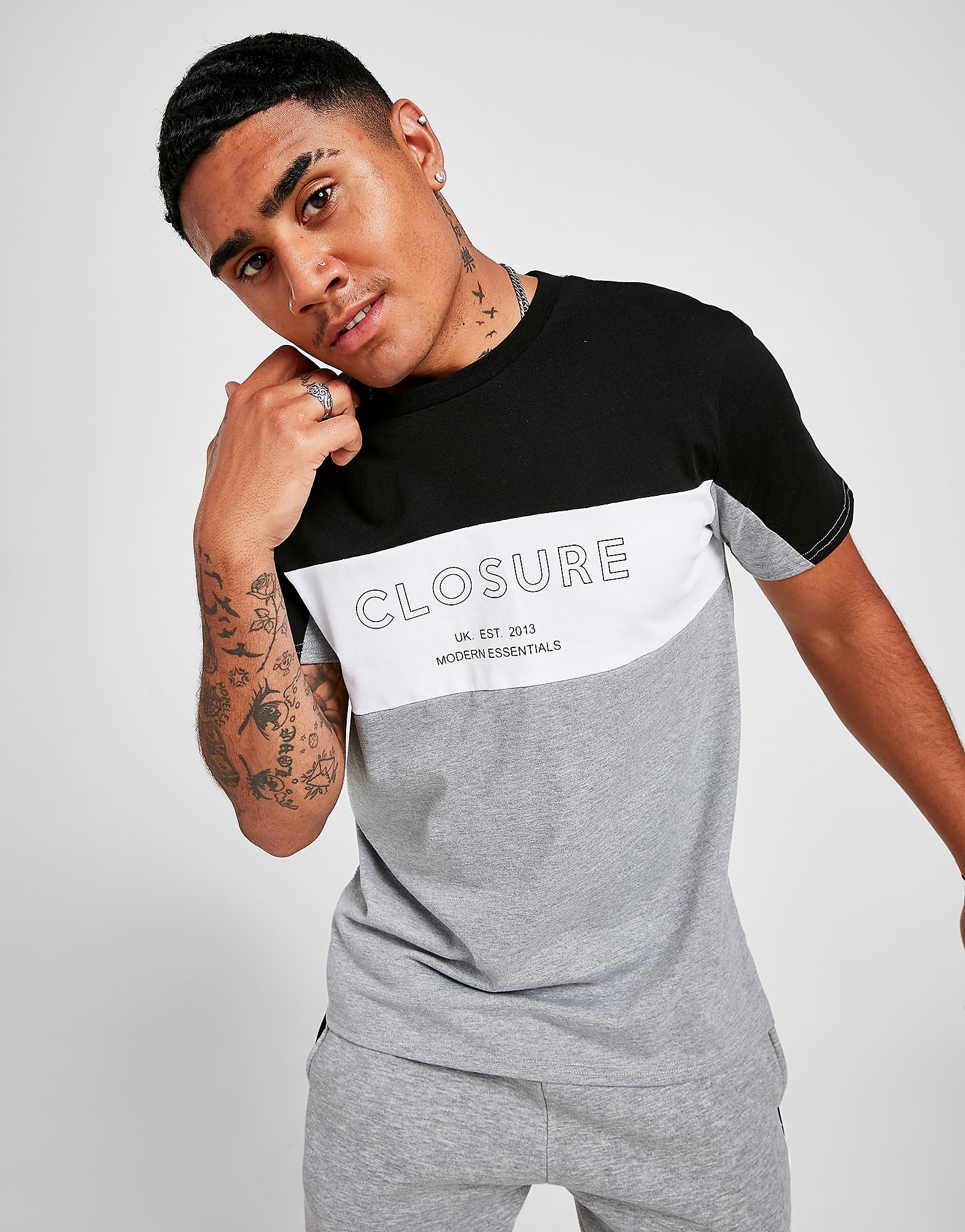 

Closure London Colour Block T-Shirt - Grey/Black - Mens, Grey/Black