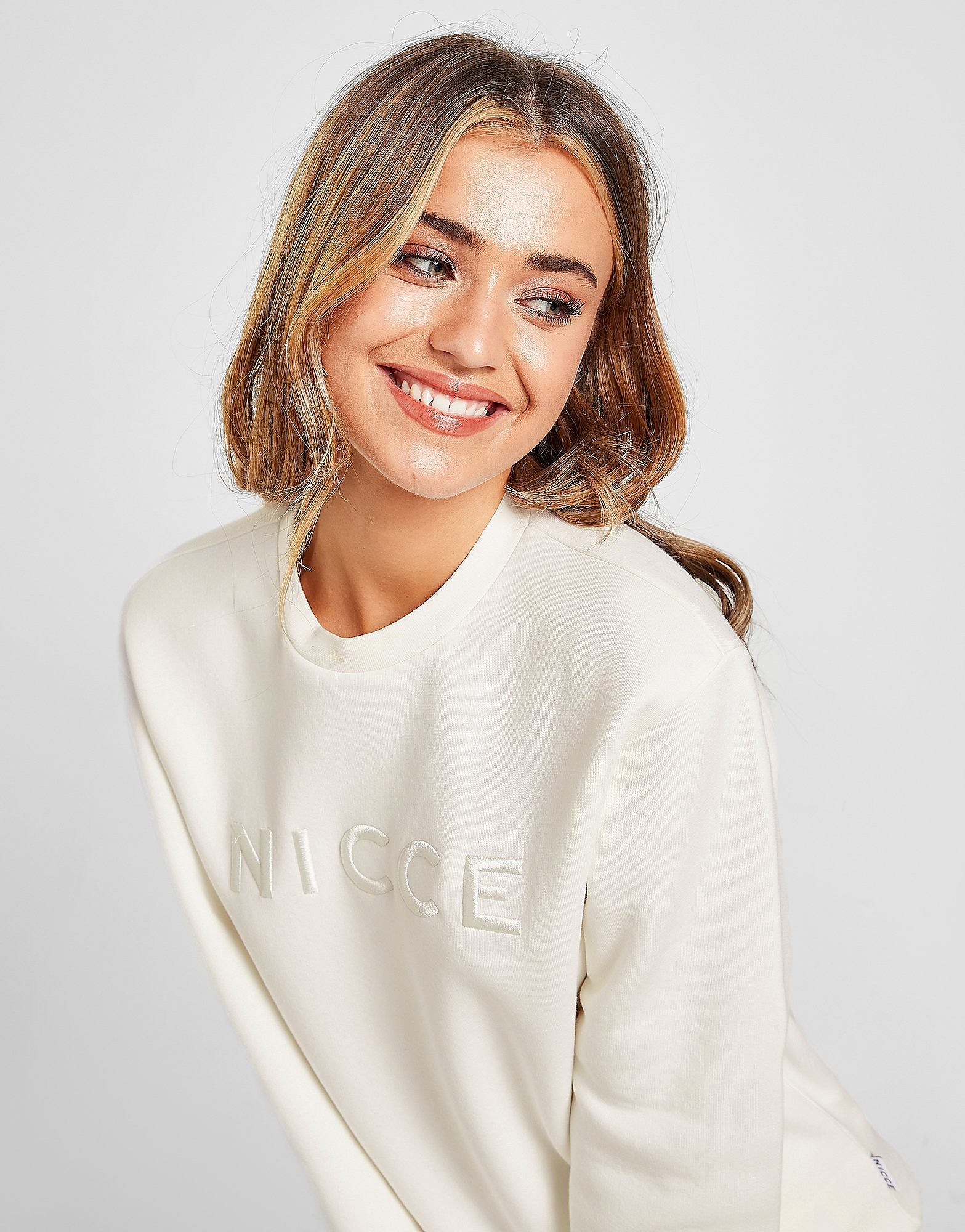 

Nicce Embroidered Logo Crew Neck Sweatshirt - White - Womens, White