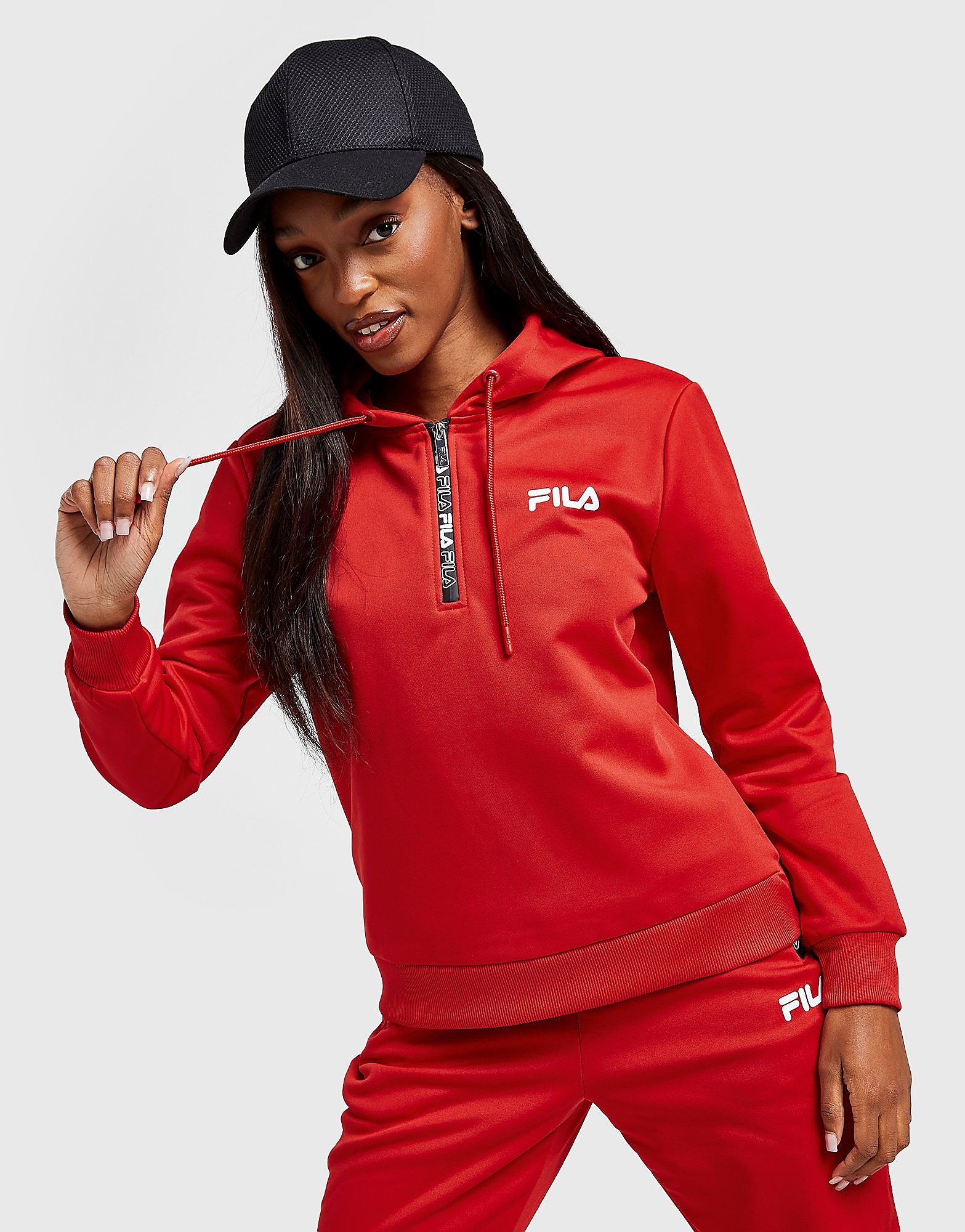 

Fila Poly 1/4 Zip Hoodie - Only at JD - Red - Womens, Red