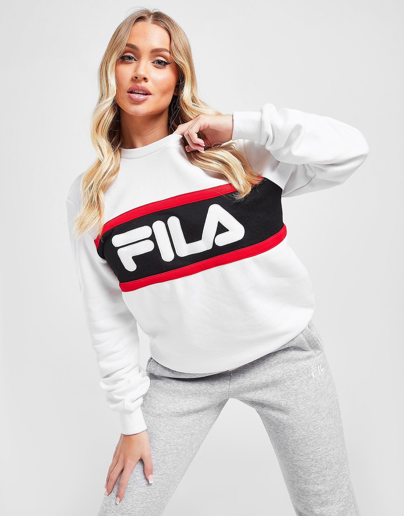 

Fila Colour Block Crew Sweatshirt - Only at JD - White - Womens, White
