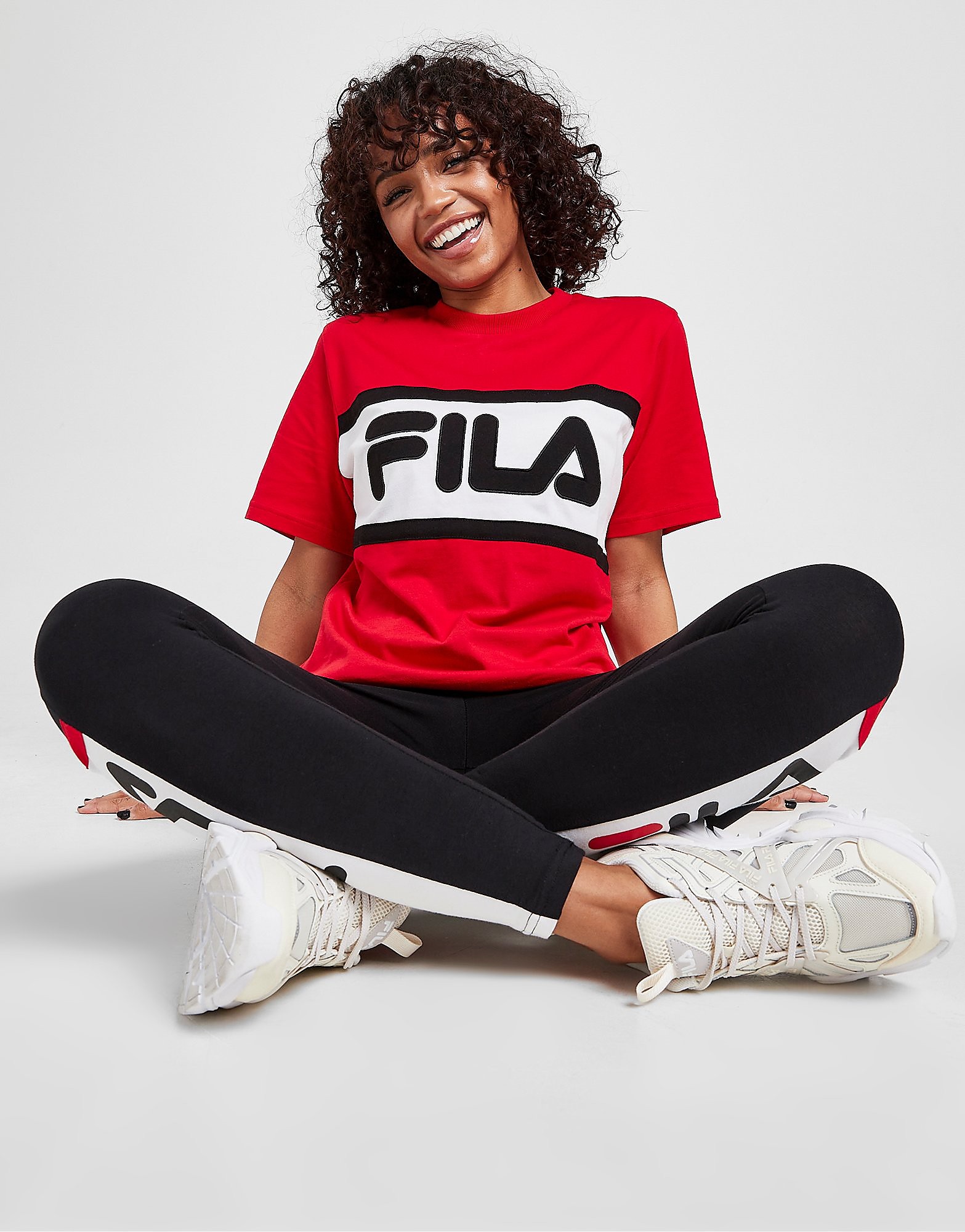

Fila Colour Block Boyfriend T-Shirt - Only at JD - Red - Womens, Red
