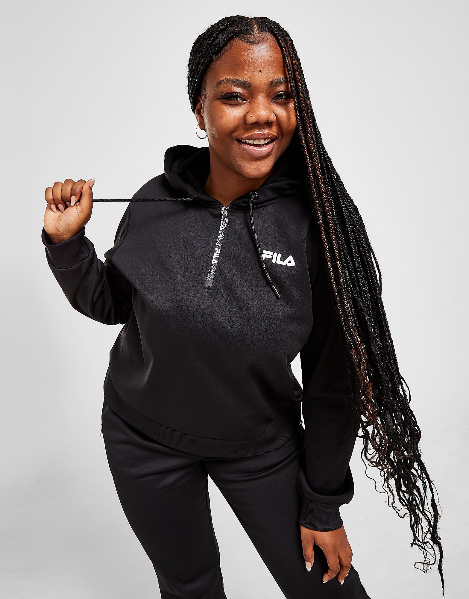 

Fila Poly Plus Size 1/4 Zip Hoodie - Only at JD - Black - Womens, Black