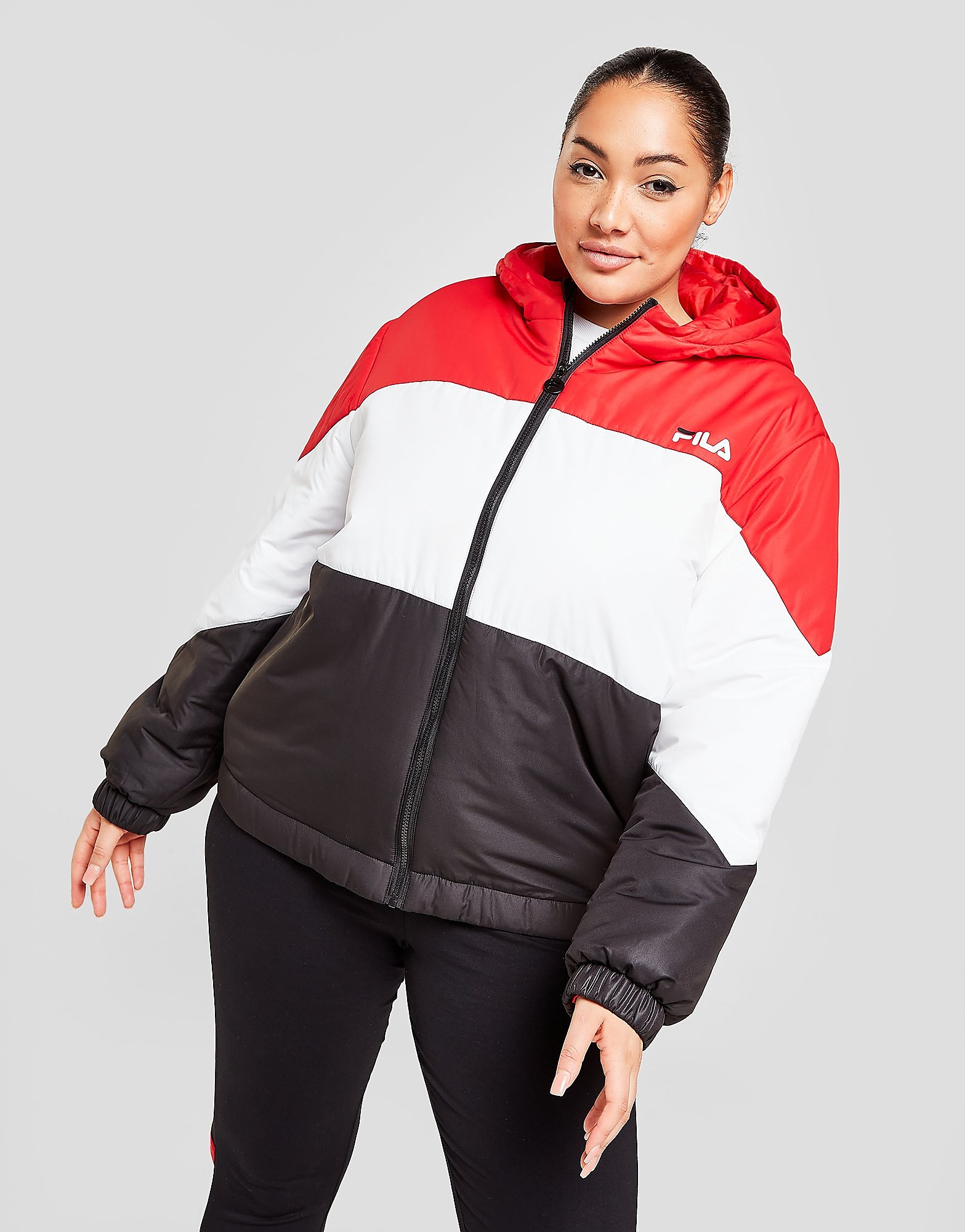 

Fila Plus Size Colour Block Padded Jacket - Only at JD - Black - Womens, Black