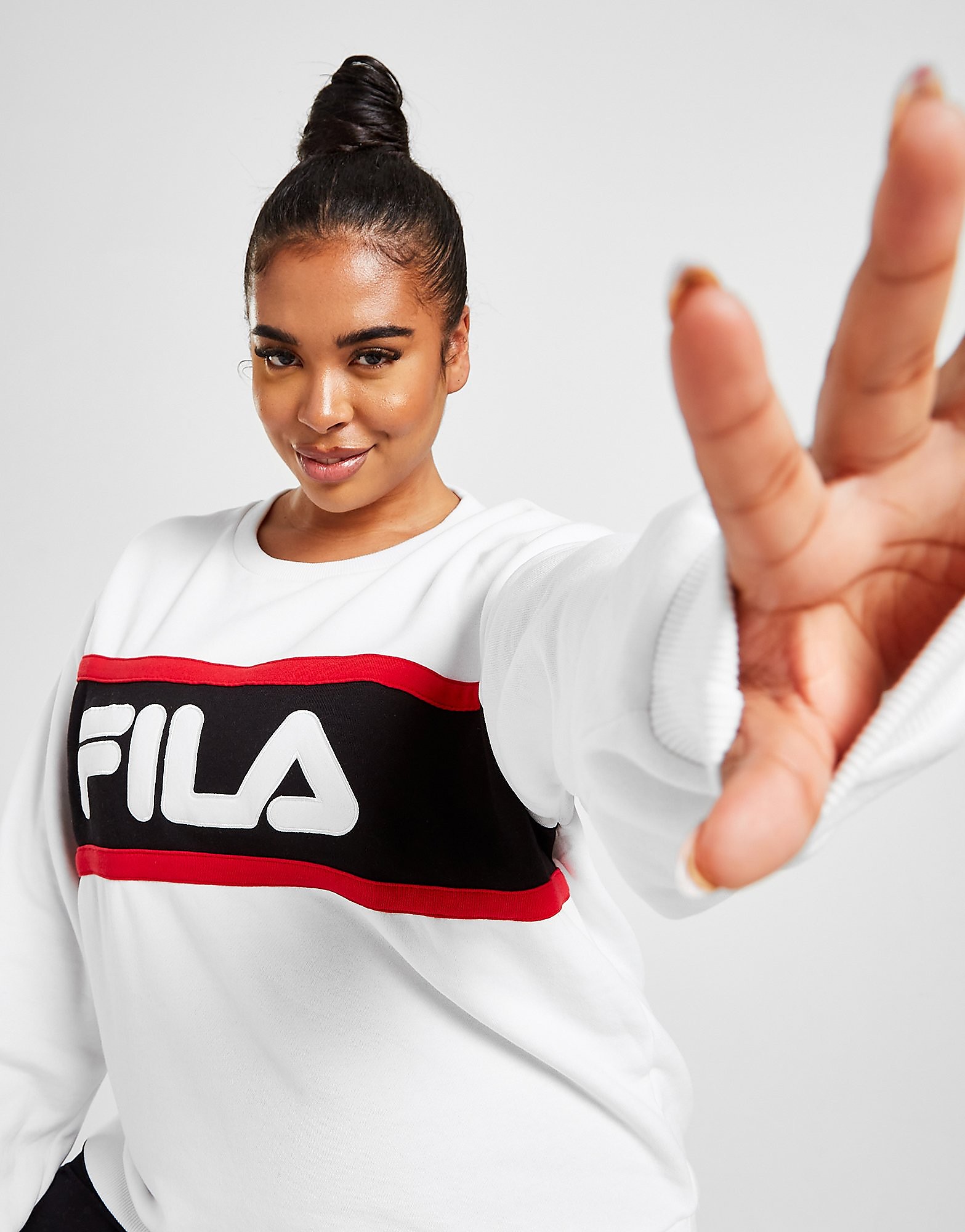 

Fila Colour Block Plus Size Crew Sweatshirt - Only at JD - White - Womens, White