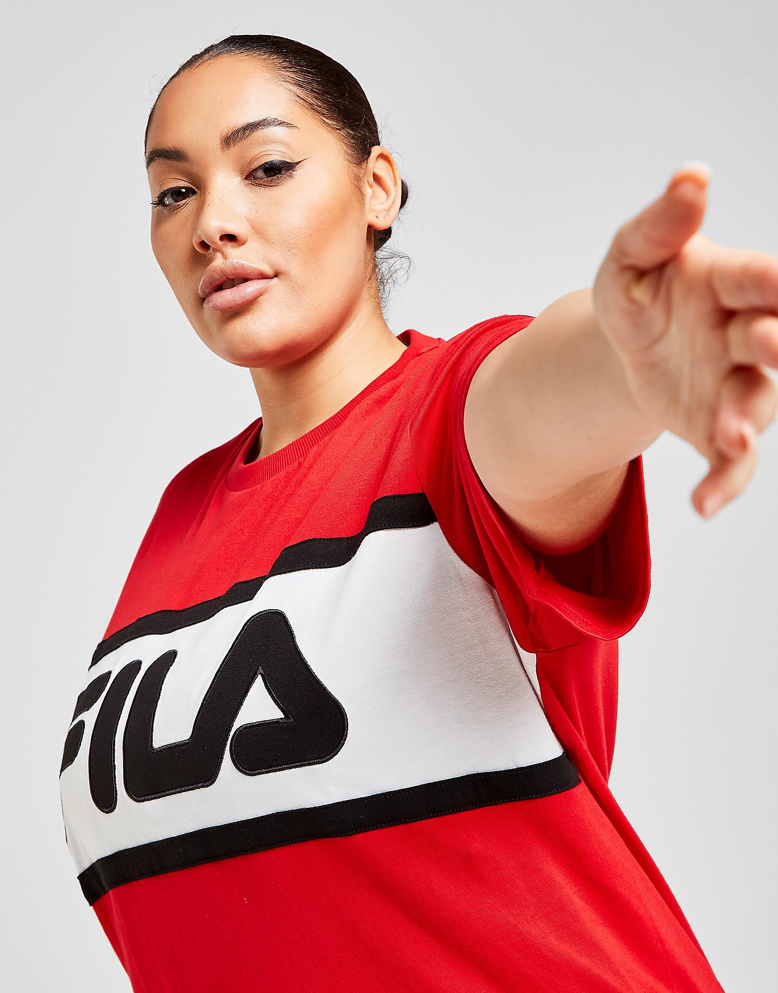 

Fila Colour Block Plus Size Boyfriend T-Shirt - Only at JD - Red - Womens, Red