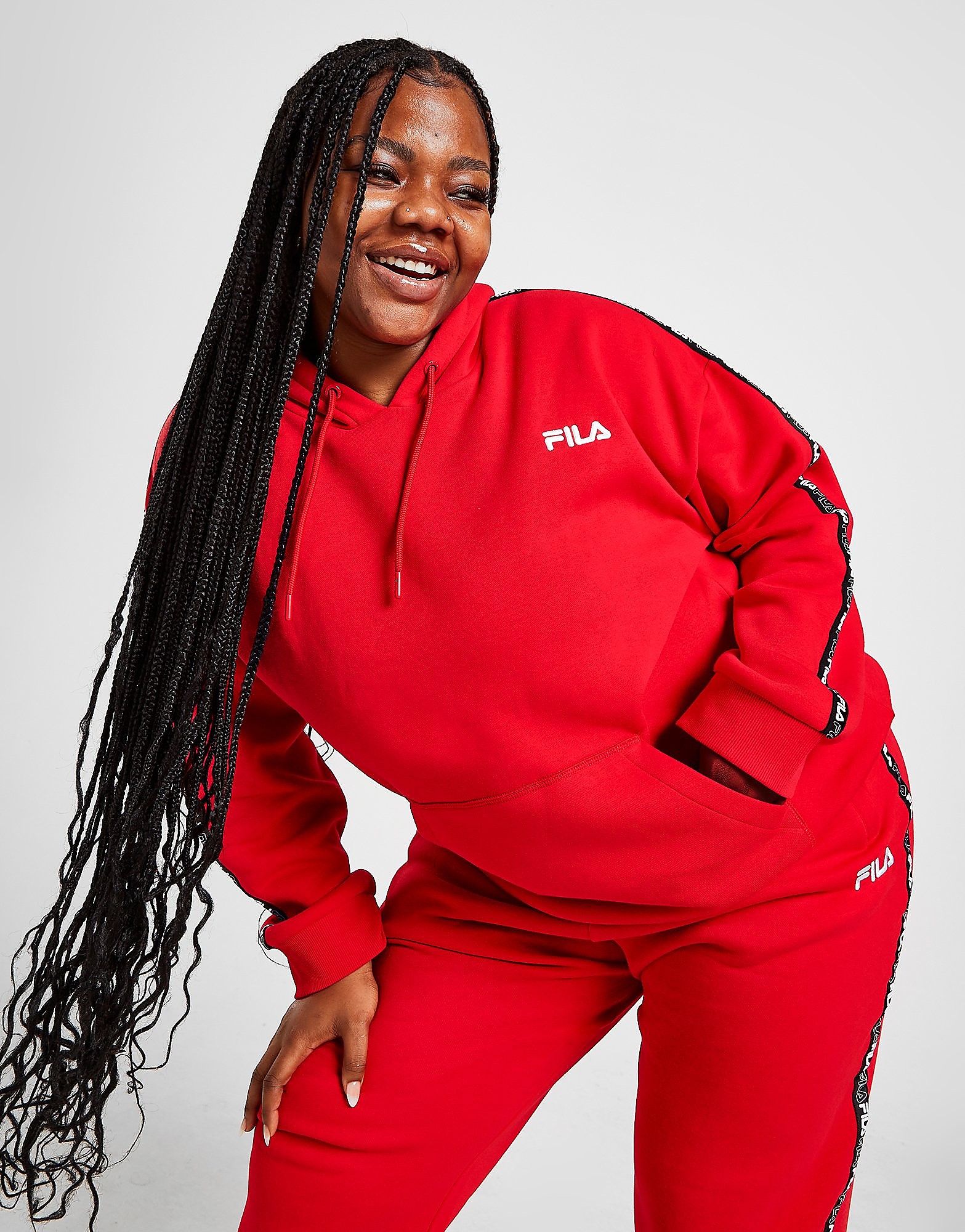 

Fila Tape Plus Size Overhead Hoodie - Only at JD - Red - Womens, Red
