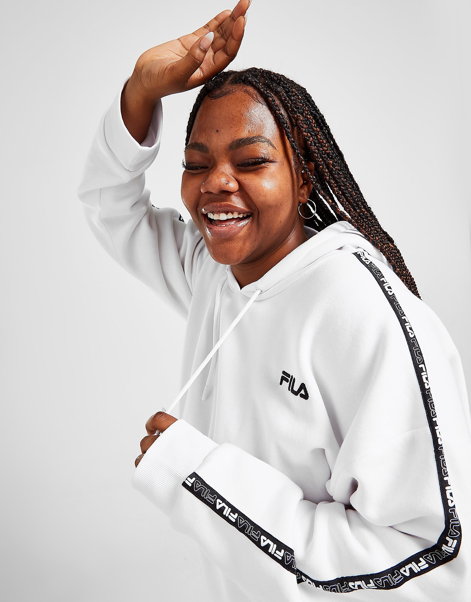 

Fila Tape Plus Size Overhead Hoodie - Only at JD - White - Womens, White