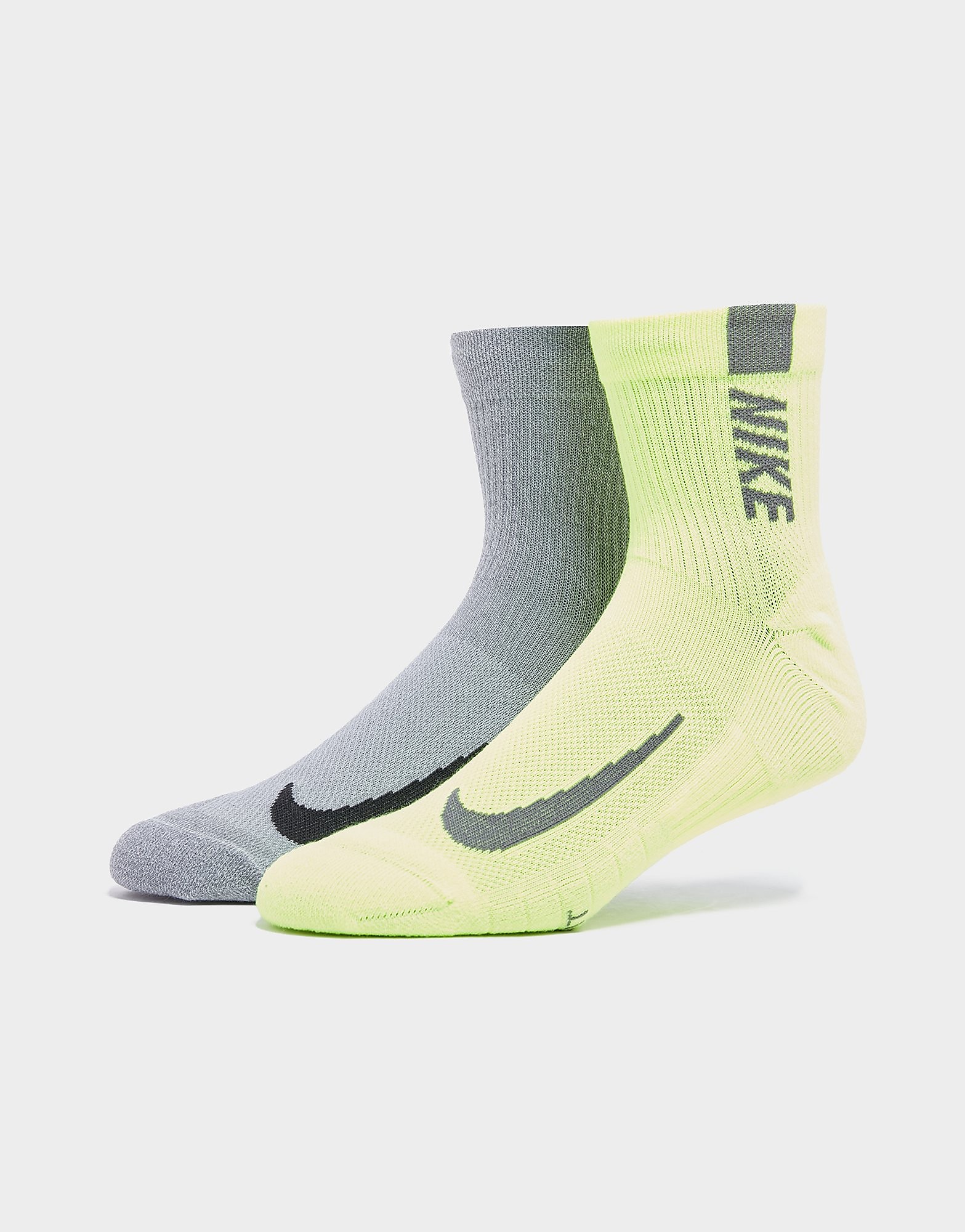 

Nike 2-Pack Running Ankle Socks - Grey/Yellow - Mens, Grey/Yellow