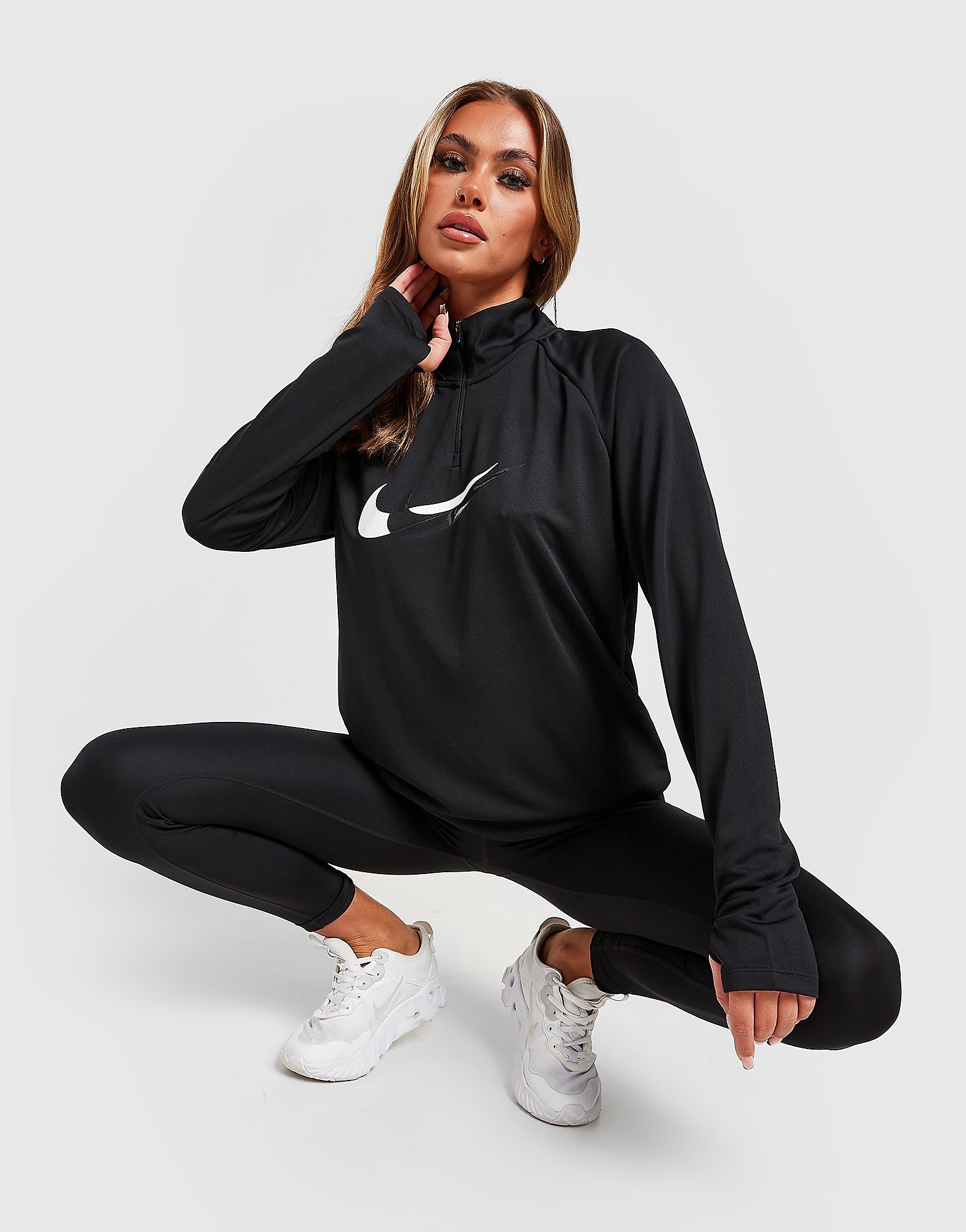 

Nike Running Swoosh 1/4 Zip Top - Black/Off-Noir/White - Womens, Black/Off-Noir/White