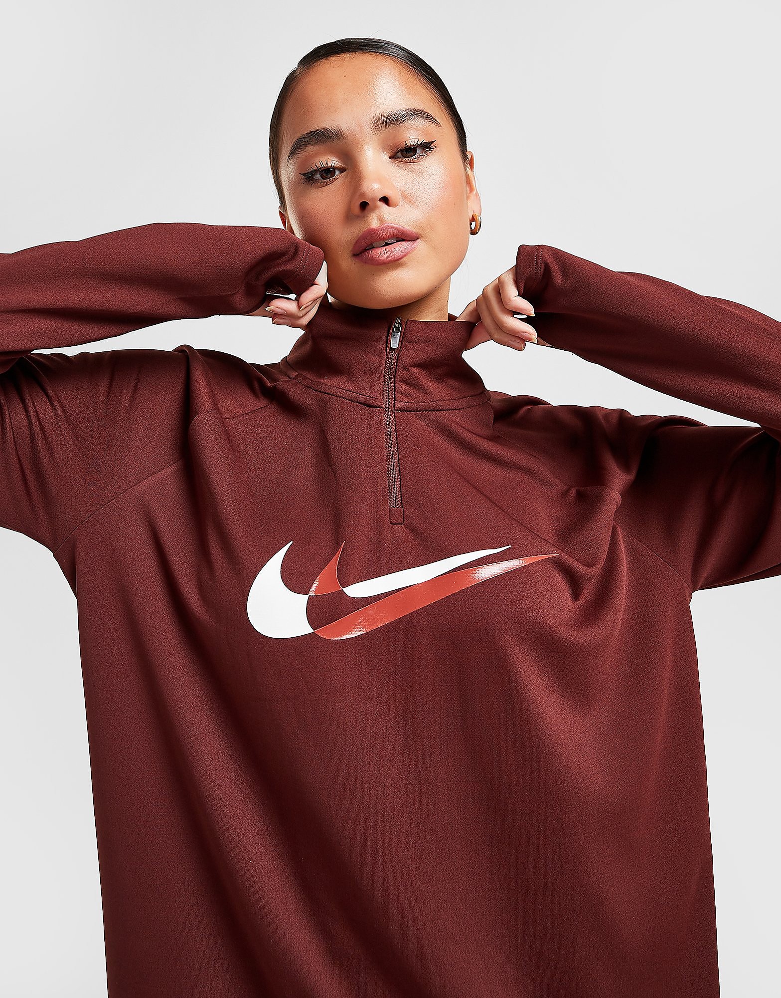 

Nike Running Double Swoosh 1/4 Zip Top - Brown - Womens, Brown