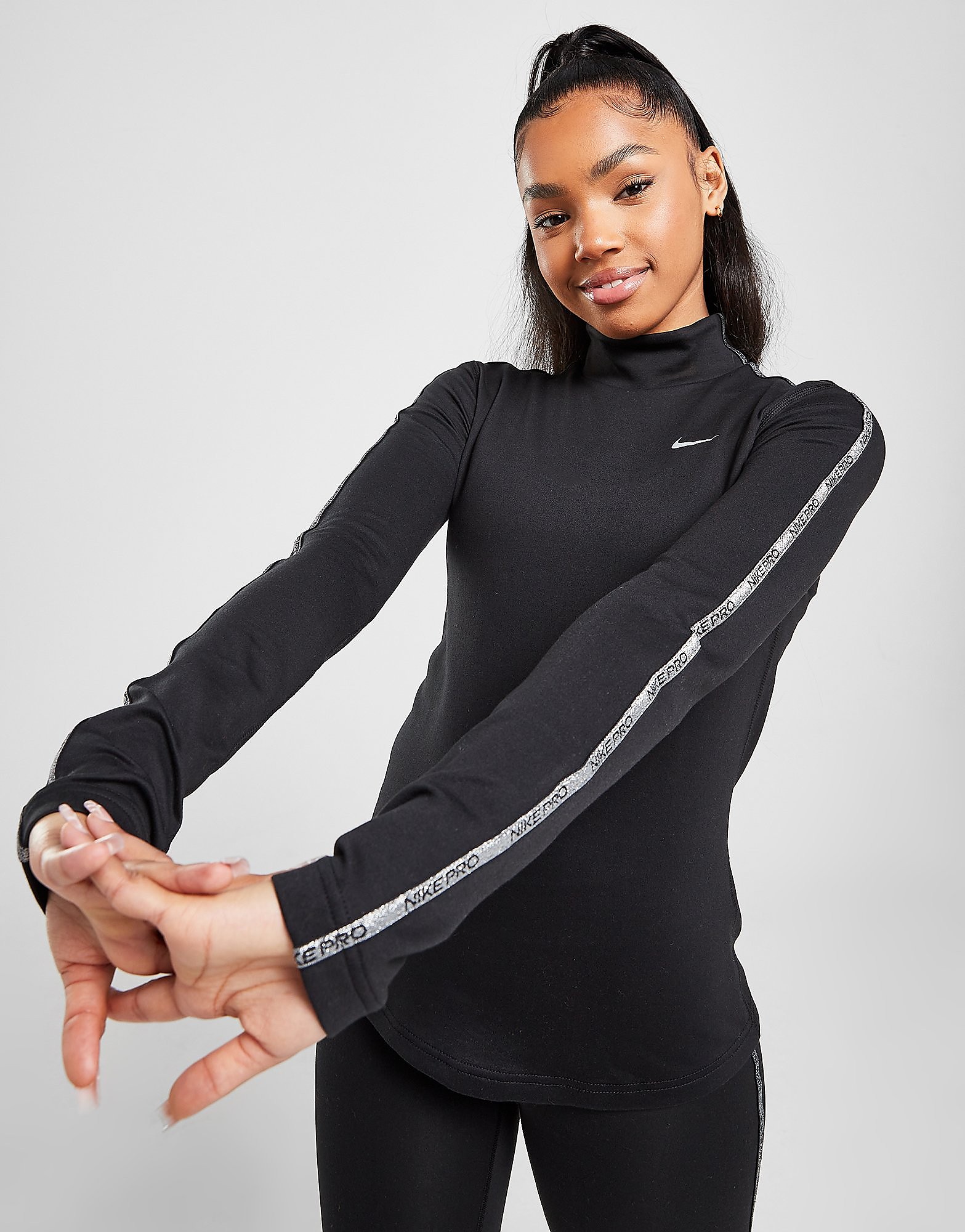 

Nike Training Pro Sparkle Mock Neck Top - Black - Womens, Black