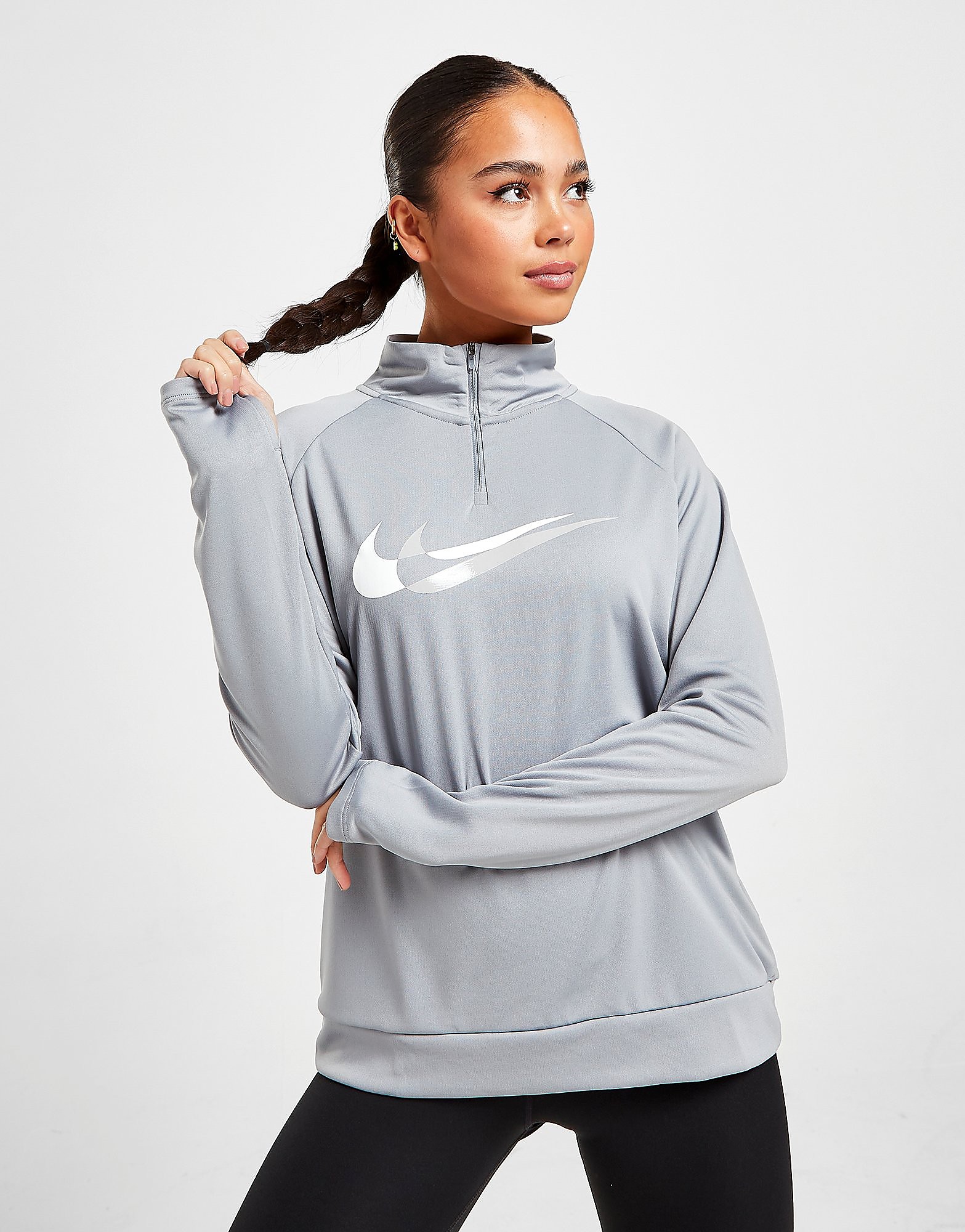 

Nike Running Swoosh 1/4 Zip Top - Grey - Womens, Grey