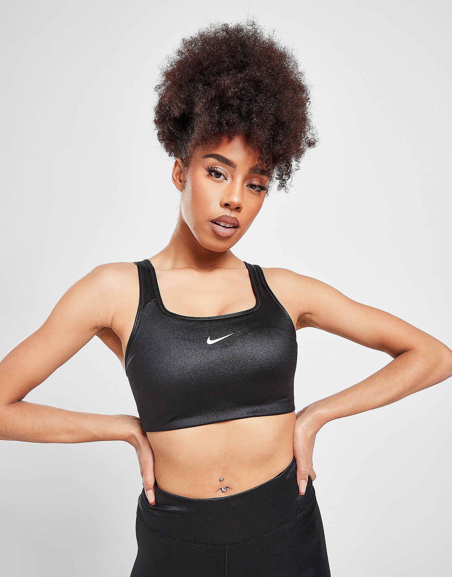 

Nike Training Swoosh Shine Sports Bra - Black/White - Womens, Black/White
