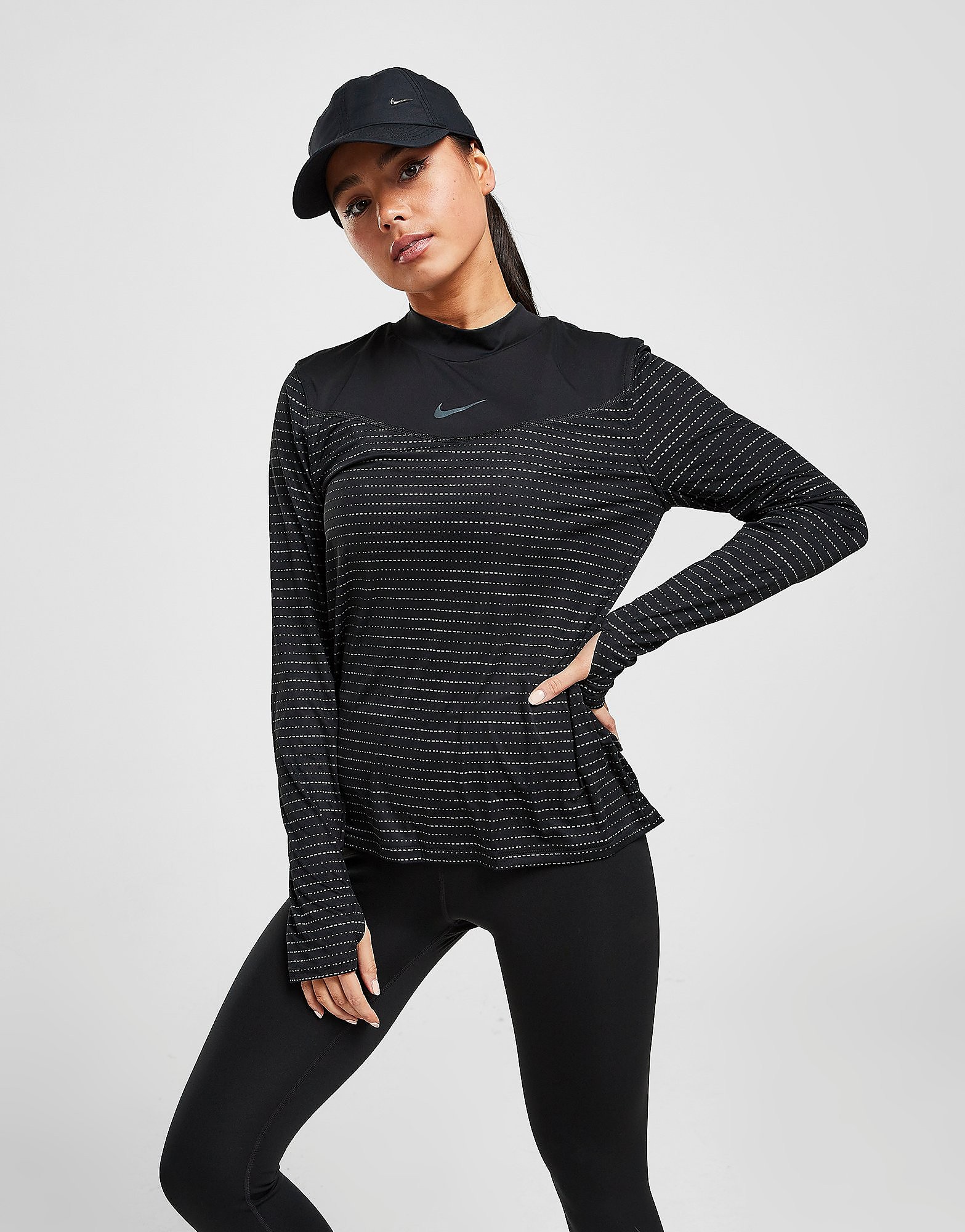 Nike Run Division Long Sleeve Top - Black/Atomic Orange - Womens, Black/Atomic Orange