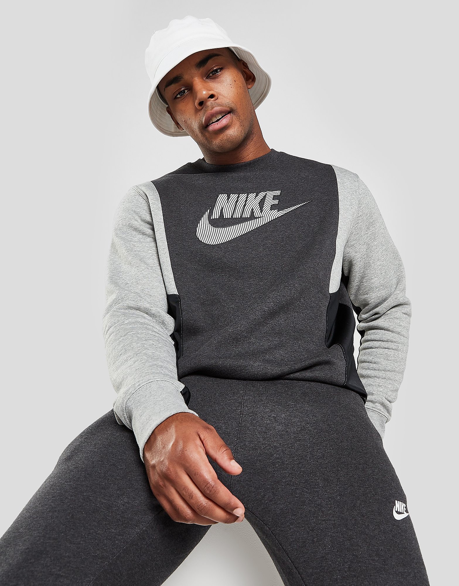 Nike Hybrid Crew Sweatshirt - Grey - Mens, Grey