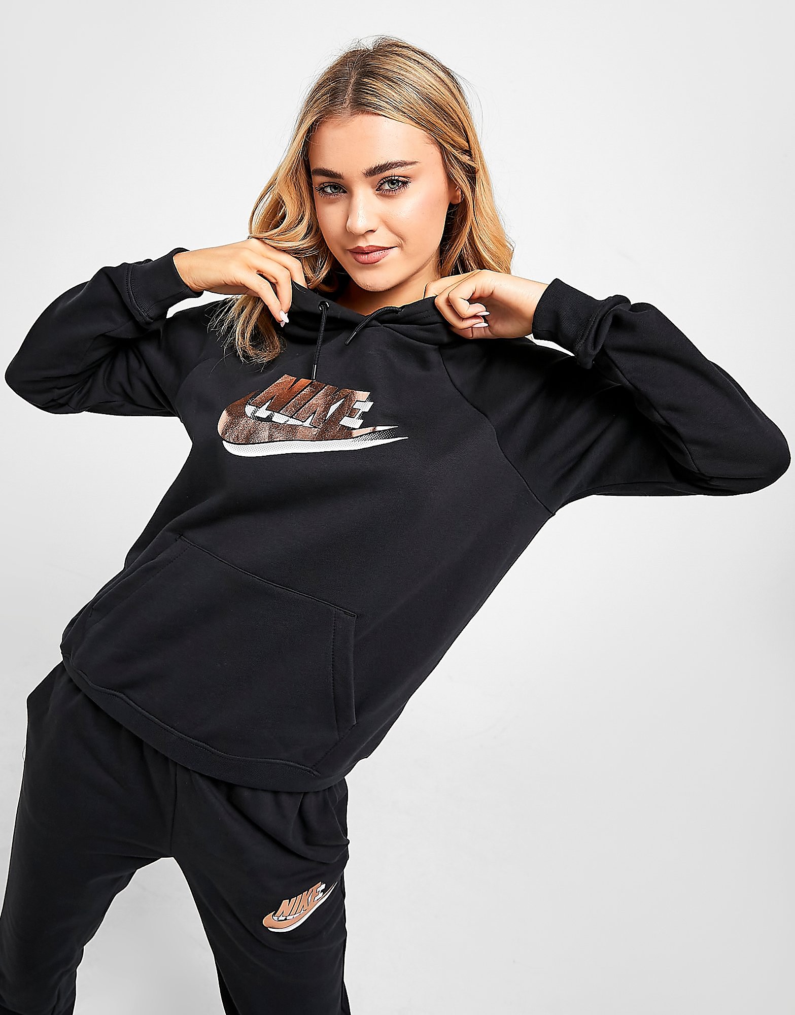 

Nike Double Futura Overhead Hoodie - Only at JD - Black - Womens, Black