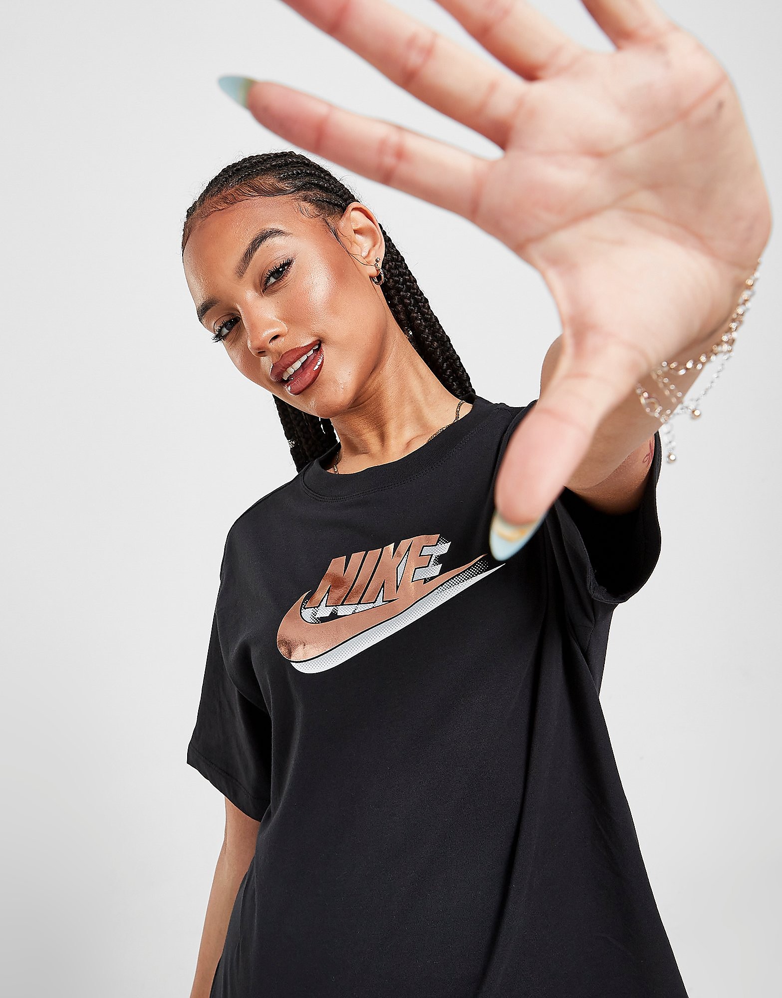 Nike Double Futura Boyfriend T-Shirt - Only at JD - Black - Womens, Black