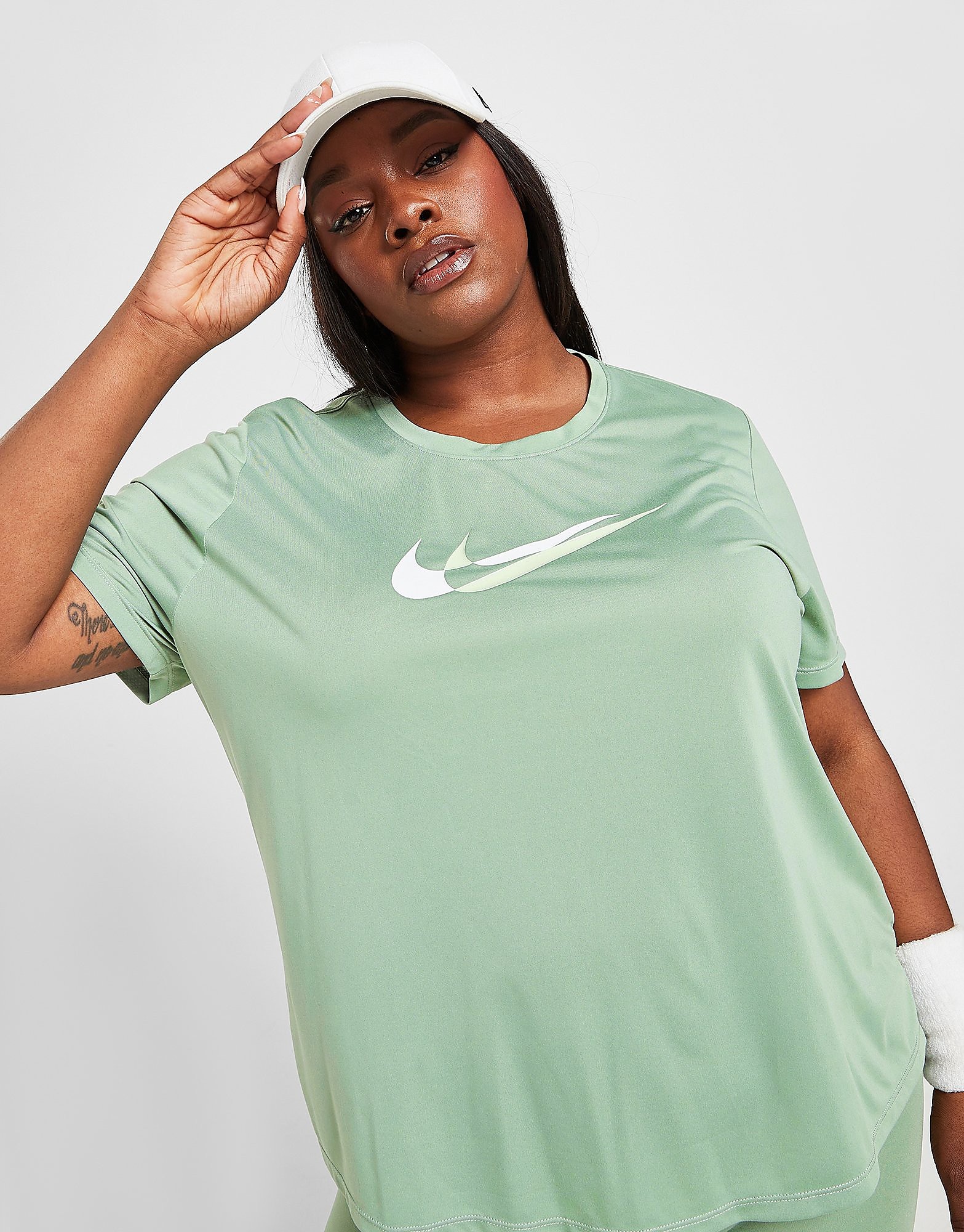 

Nike Plus Size Double Swoosh Running T-Shirt - Green - Womens, Green