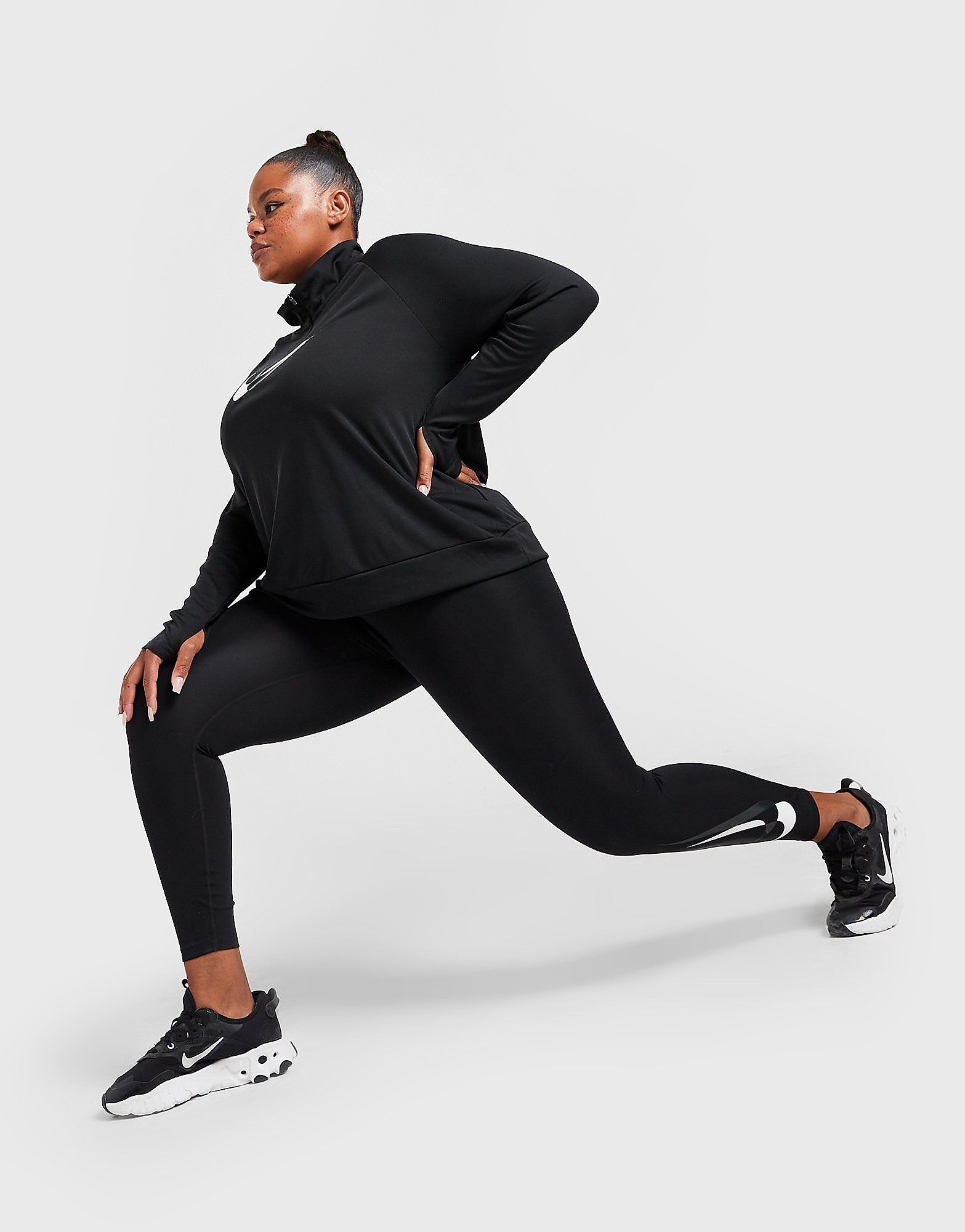 

Nike Double Swoosh Plus Size Running Tights - Black - Womens, Black