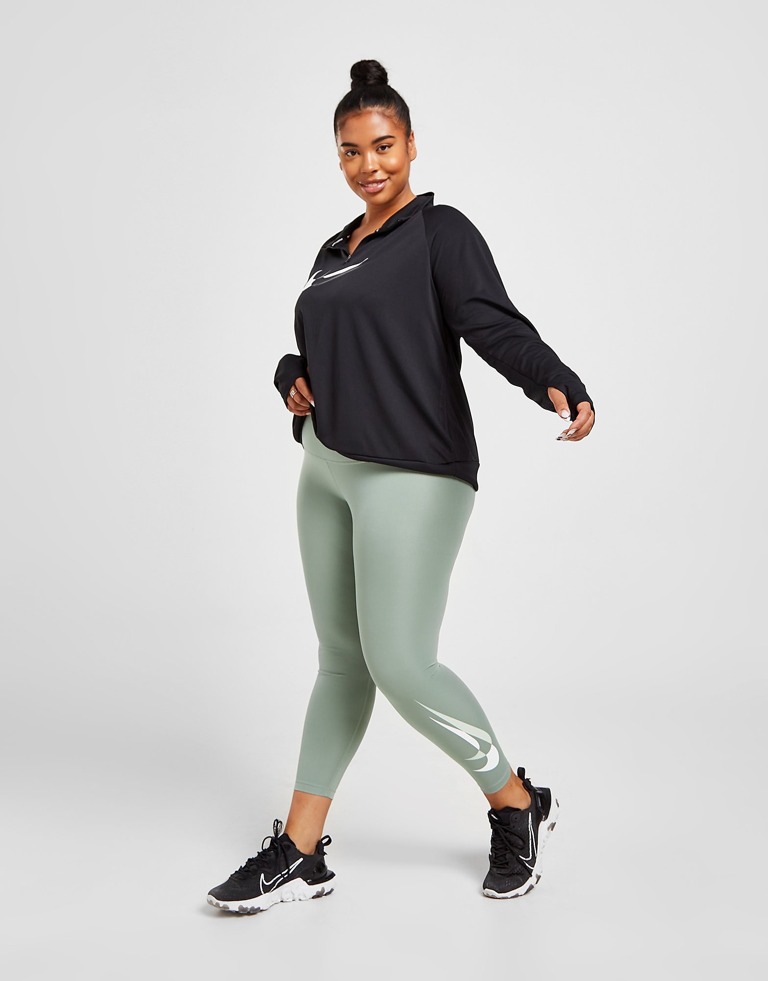 

Nike Double Swoosh Plus Size Running Tights - Green - Womens, Green