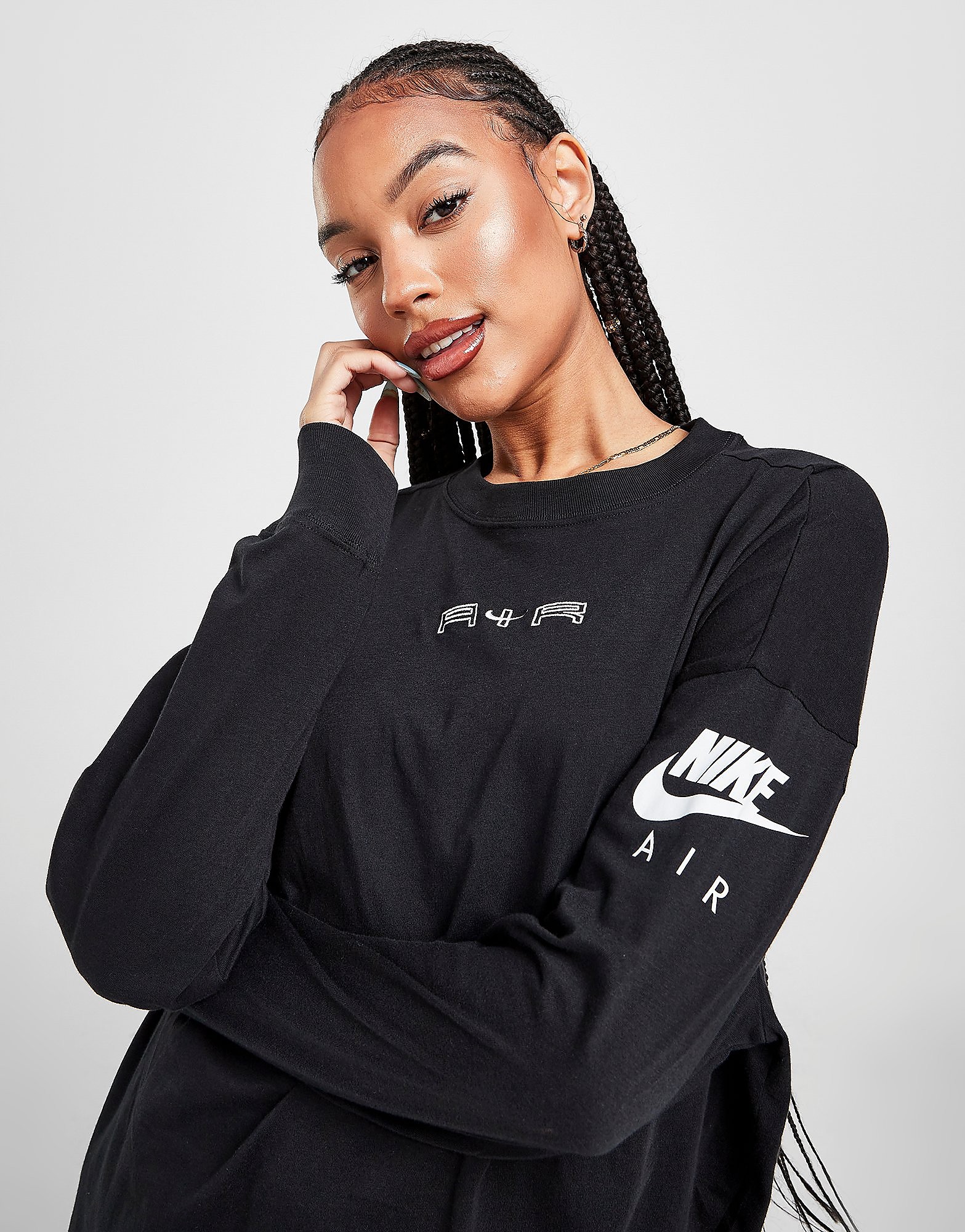 

Nike Air Oversized Long Sleeve T-Shirt - Black/White - Womens, Black/White