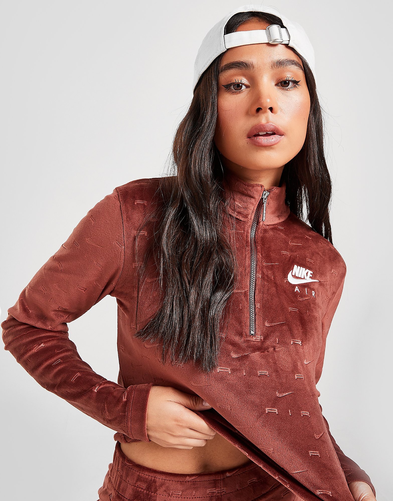 

Nike Air Velour 1/4 Zip Top - Bronze Eclipse/White - Womens, Bronze Eclipse/White