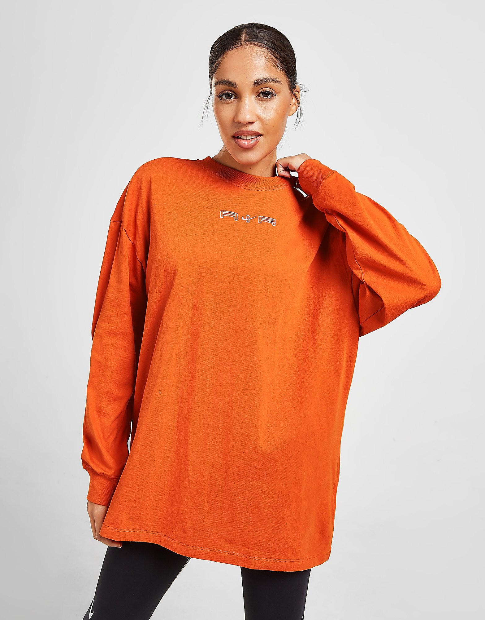 

Nike Air Oversized Long Sleeve T-Shirt - Sport Spice/White - Womens, Sport Spice/White