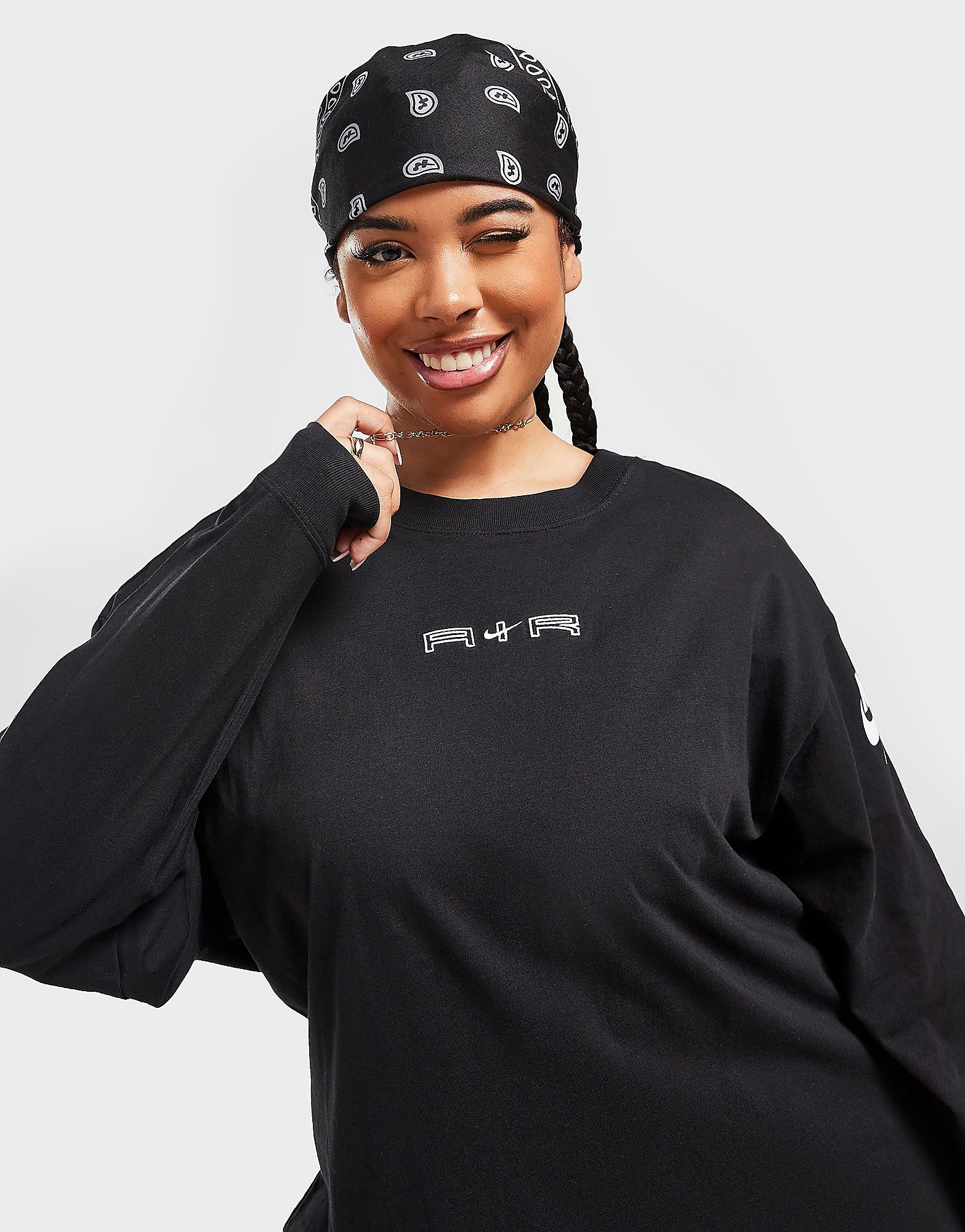 

Nike Plus Size Air Long Sleeve T-Shirt - Black/White - Womens, Black/White