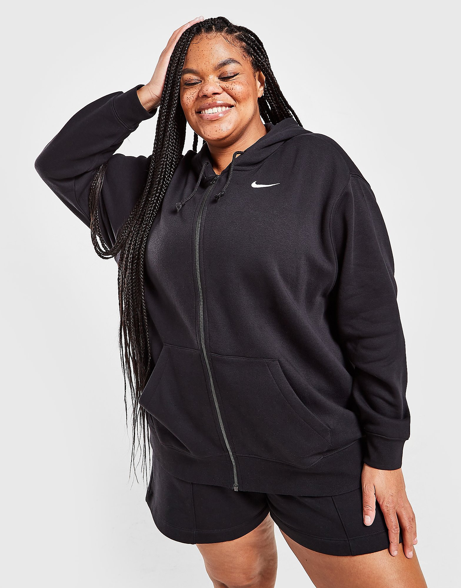

Nike Trend Full Zip Plus Size Hoodie - Black/Black/White - Womens, Black/Black/White