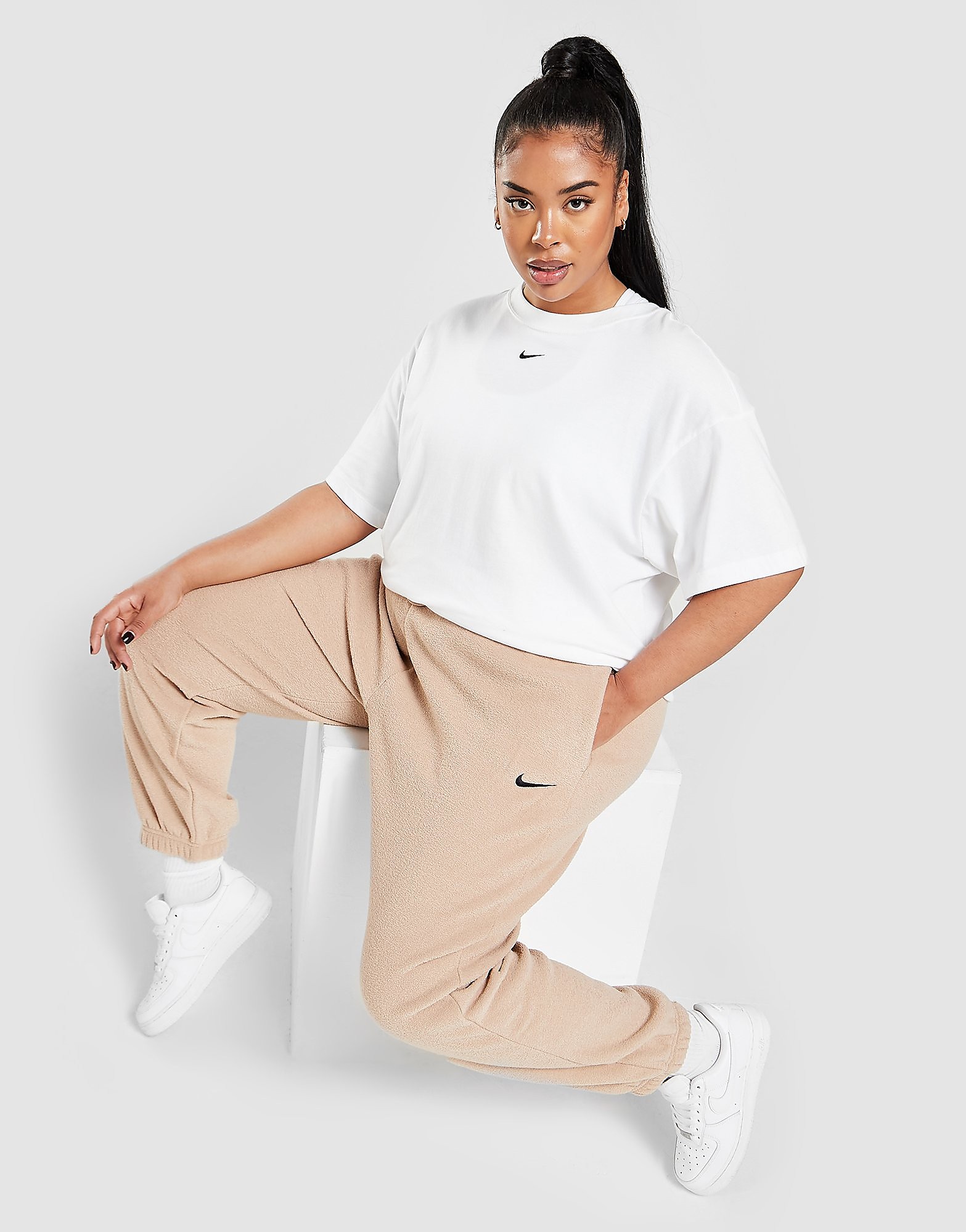 

Nike Plus Size Plush High Waisted Joggers - Hemp/Black - Womens, Hemp/Black
