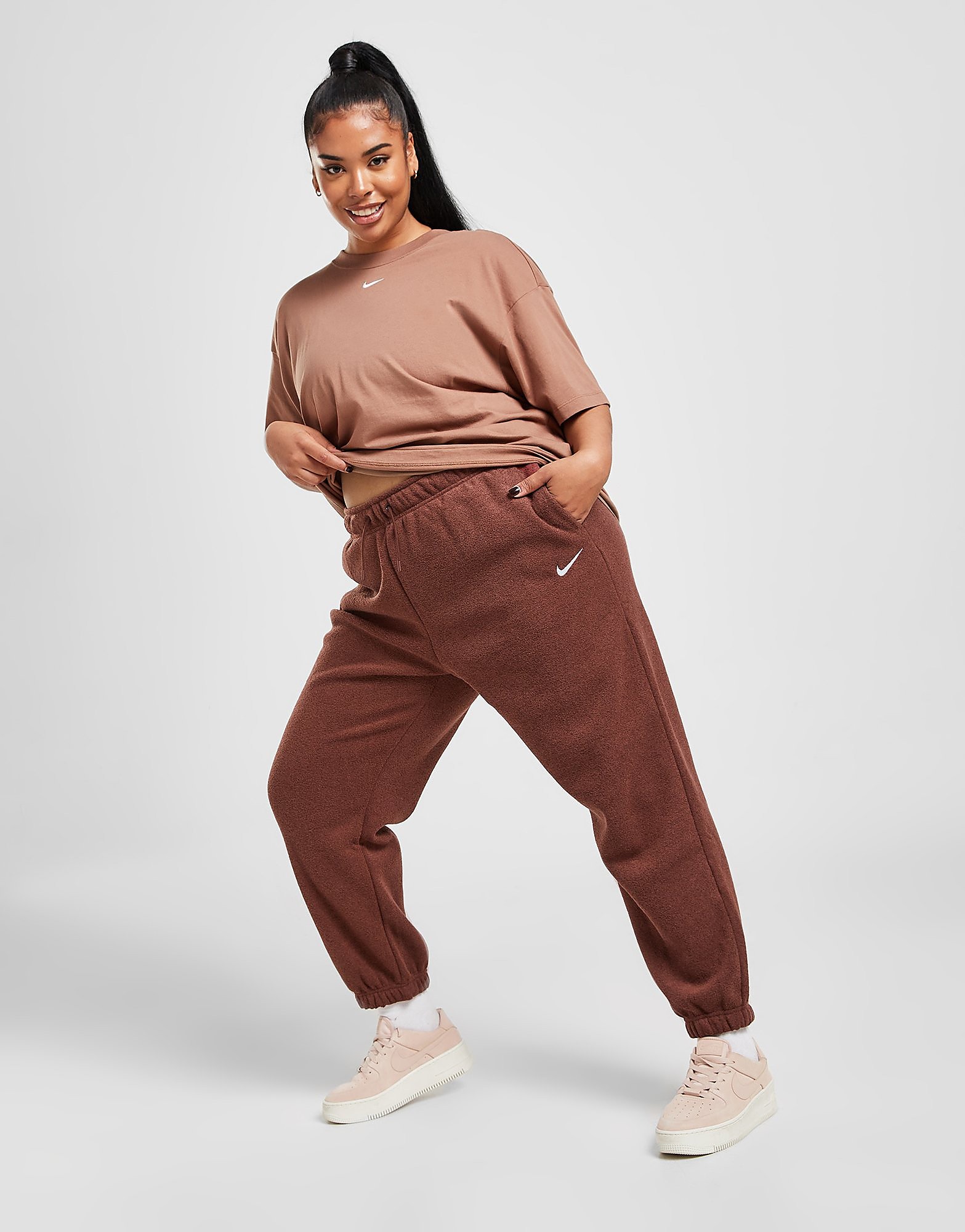 Nike Plus Size Plush High Waisted Joggers - Bronze Eclipse/White - Womens, Bronze Eclipse/White