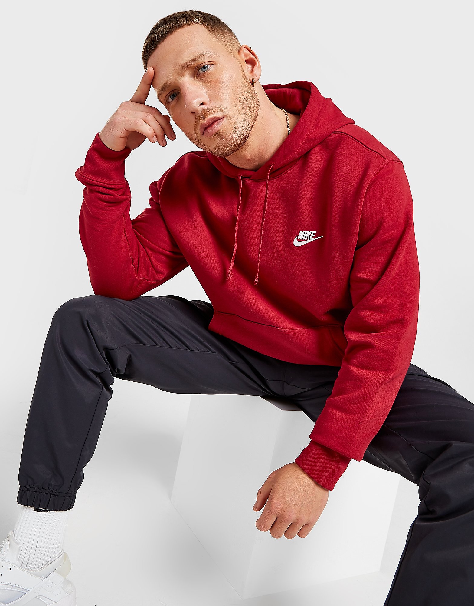 

Nike Sportswear Club Fleece Pullover Hoodie - Red - Mens, Red