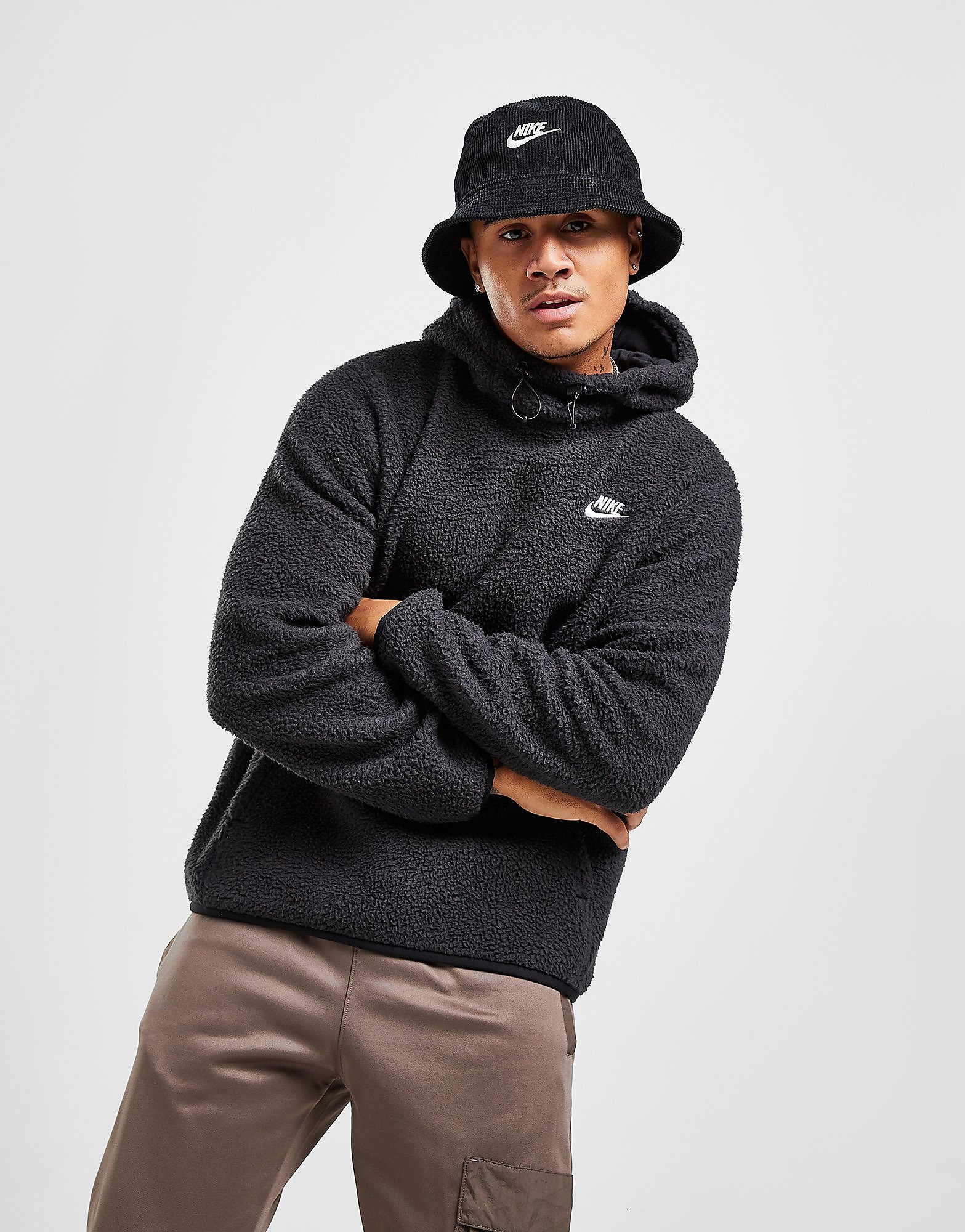 

Nike Sherpa Overhead Hoodie - Black - Mens, Black