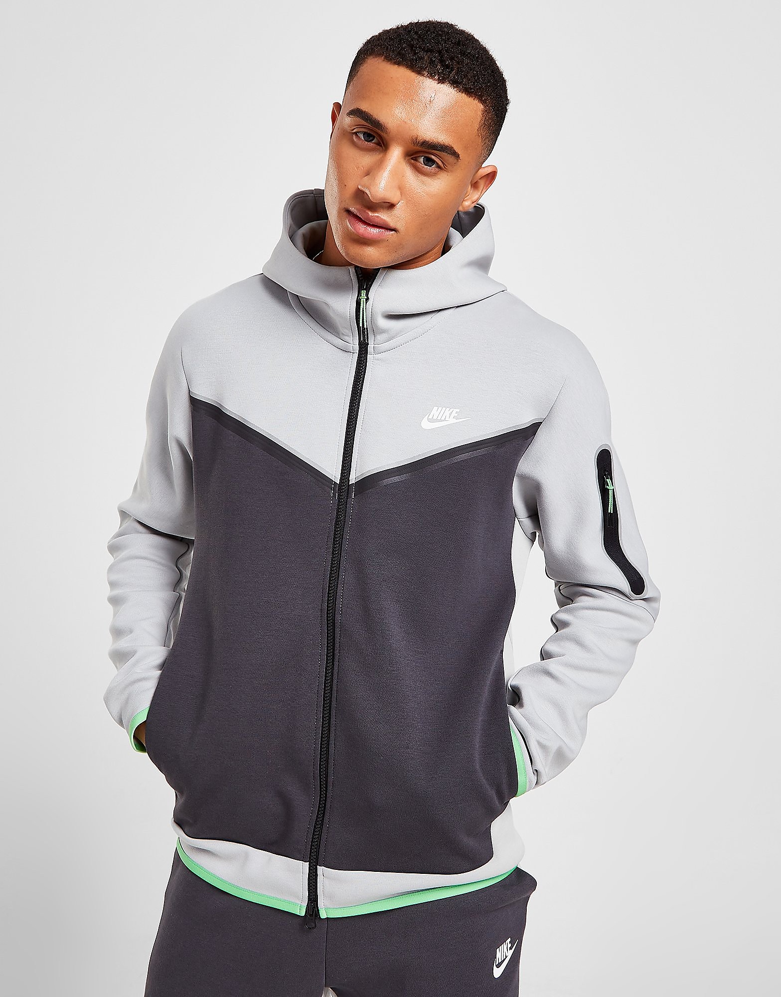 

Nike Tech Fleece Full Zip Hoodie - Light Smoke Grey/Anthracite/Light Green Spark/Sail - Mens, Light Smoke Grey/Anthracite/Light Green Spark/Sail