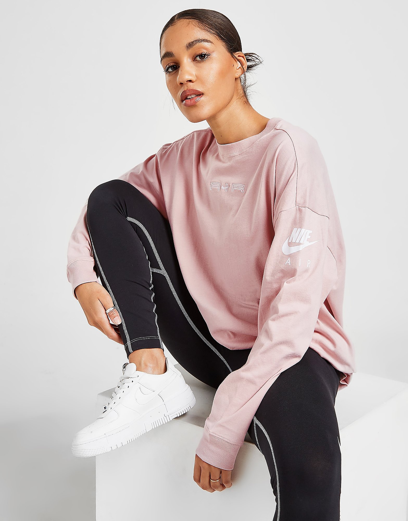 

Nike Air Boyfriend Long Sleeve T-Shirt - Pink Oxford/White - Womens, Pink Oxford/White