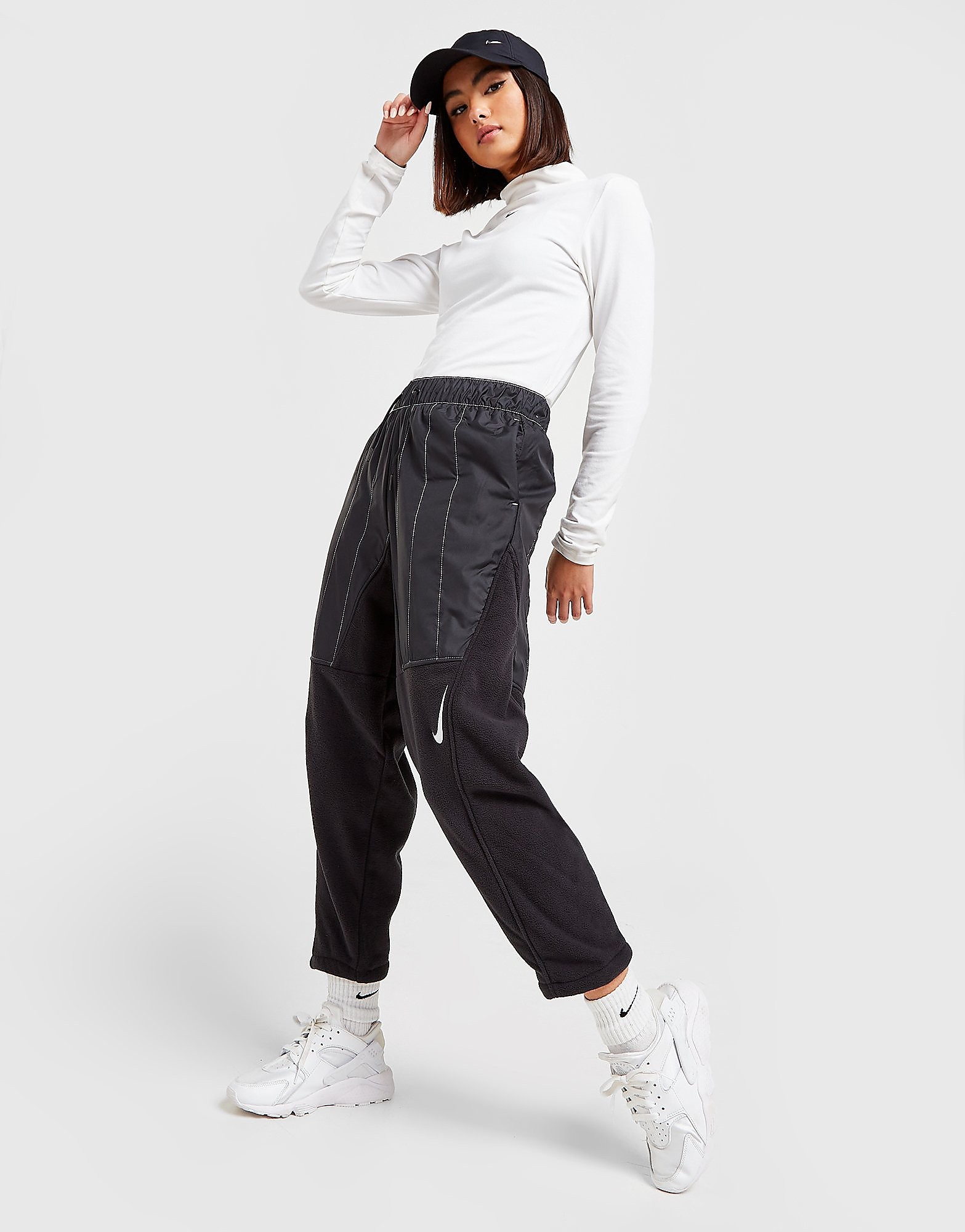 

Nike Plush Crop Track Pants - Black/White - Womens, Black/White