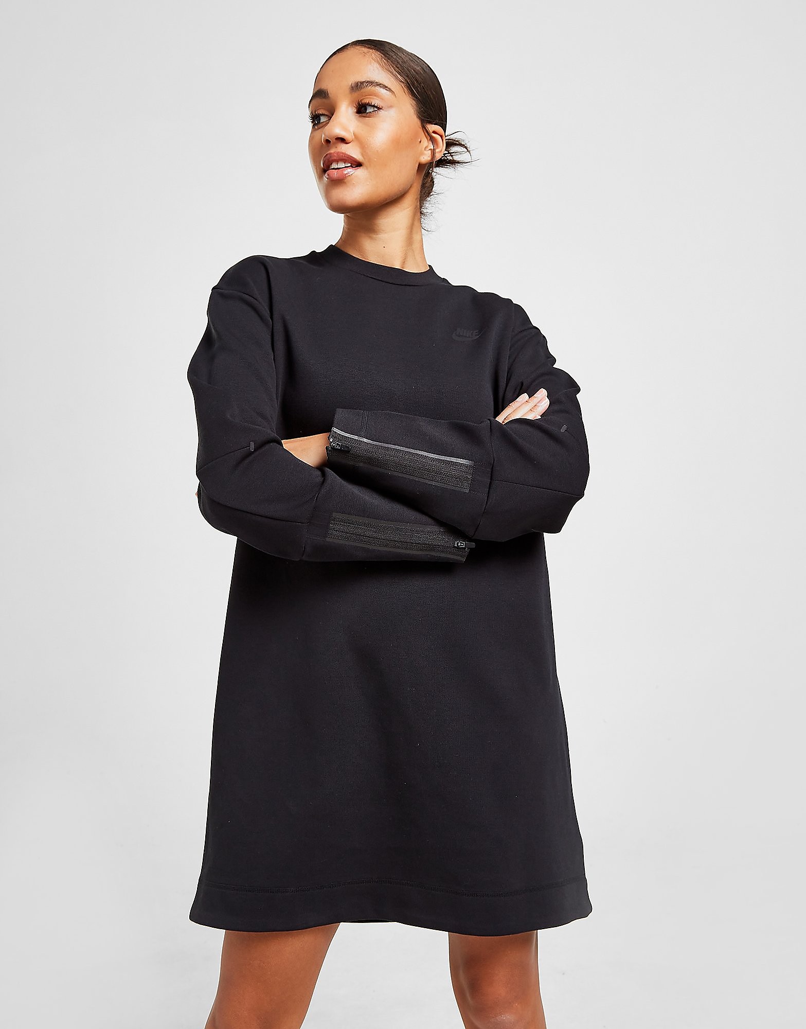 

Nike Tech Fleece Long Sleeve Dress - Black/Black - Womens, Black/Black