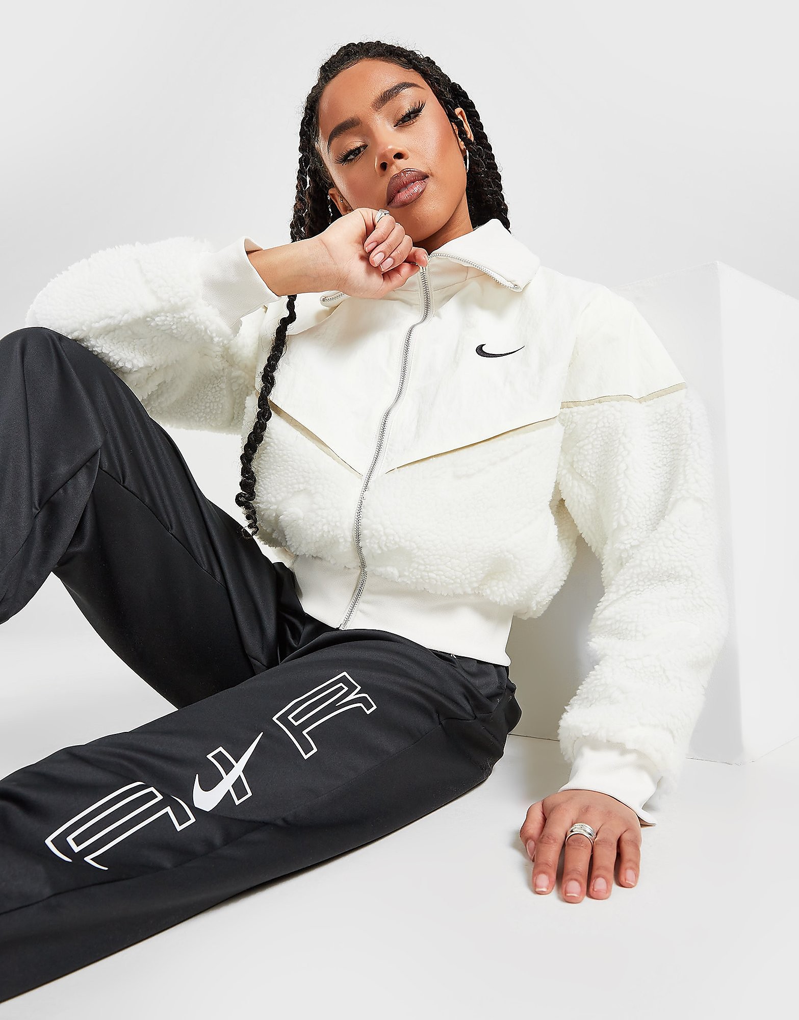 

Nike Sherpa Crop Jacket - Sail/Sail/Rattan/Black - Womens, Sail/Sail/Rattan/Black