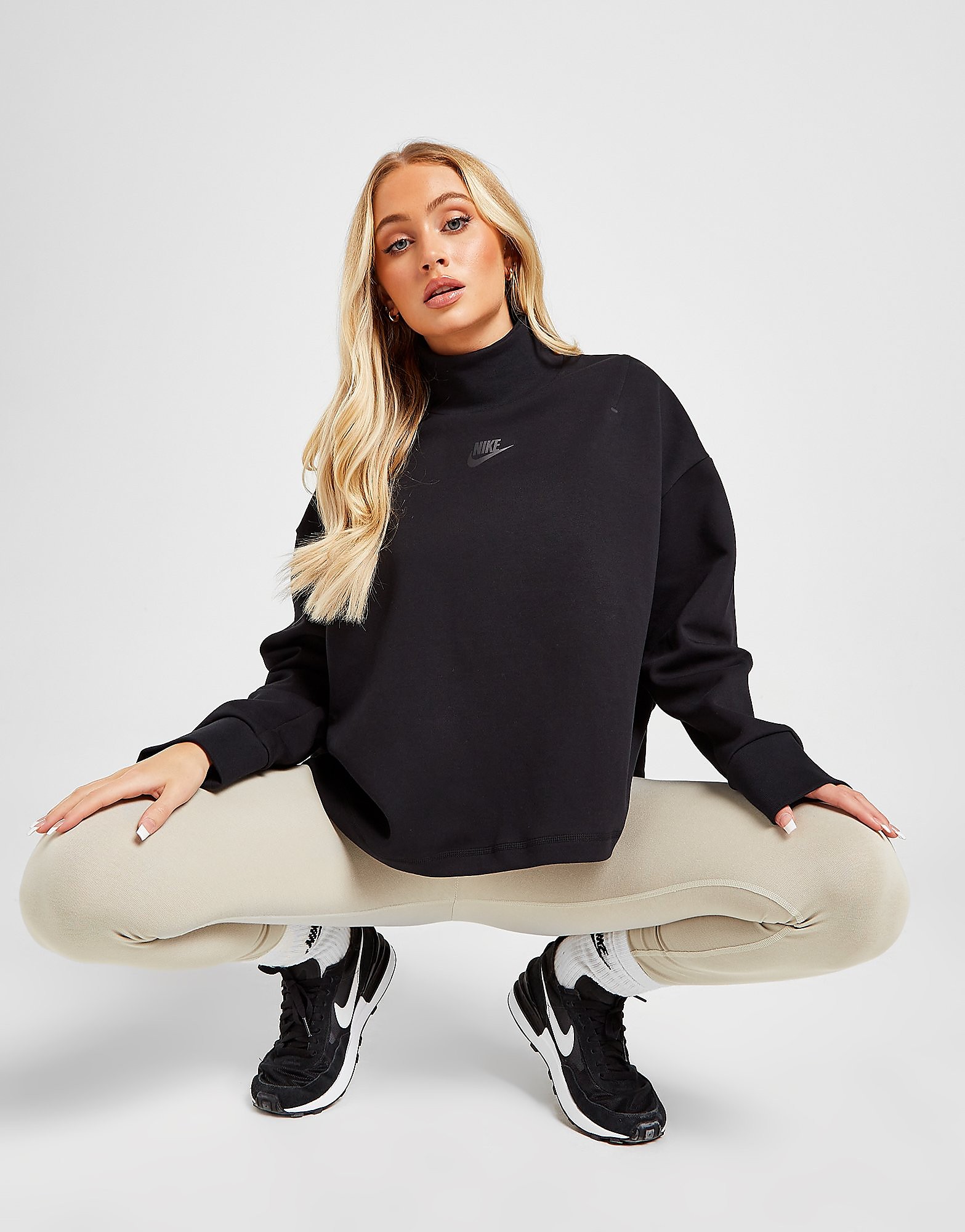 

Nike Tech Long Sleeve Fleece Sweatshirt - Black/Black - Womens, Black/Black