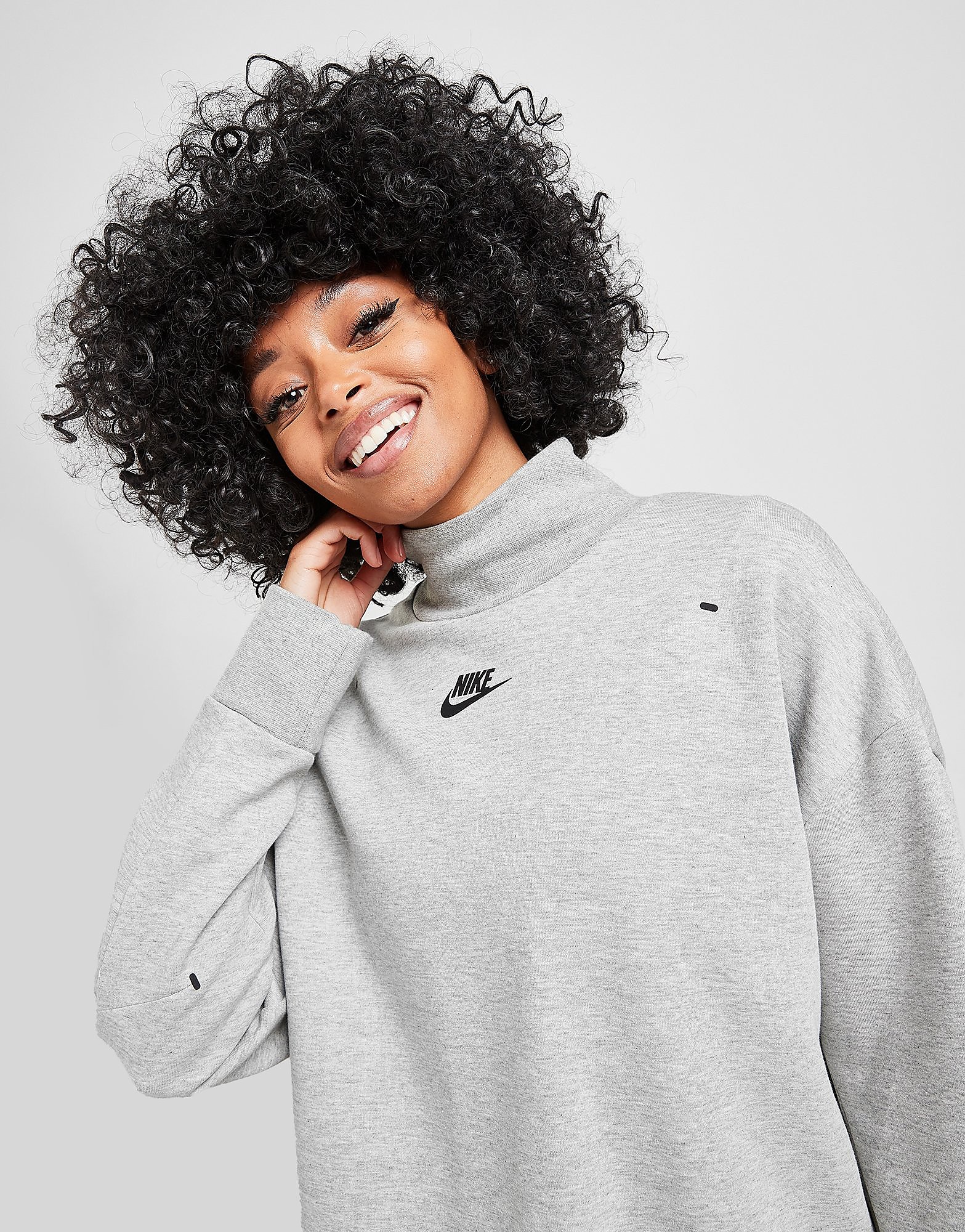 Nike Tech Long Sleeve Fleece Sweatshirt - Dark Grey/Black - Womens, Dark Grey/Black