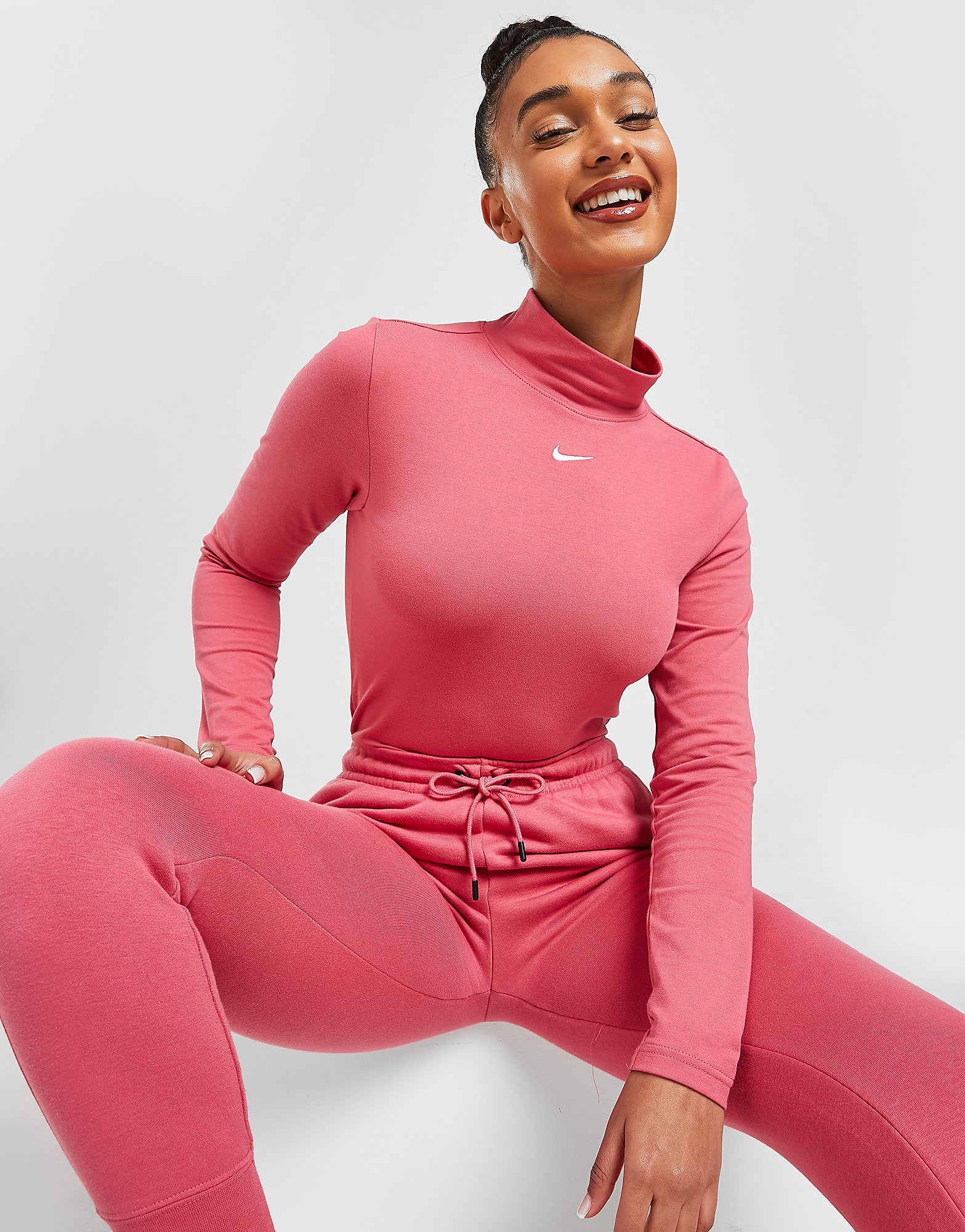 

Nike Essential Long Sleeve Mock Top - Gypsy Rose/White - Womens, Gypsy Rose/White