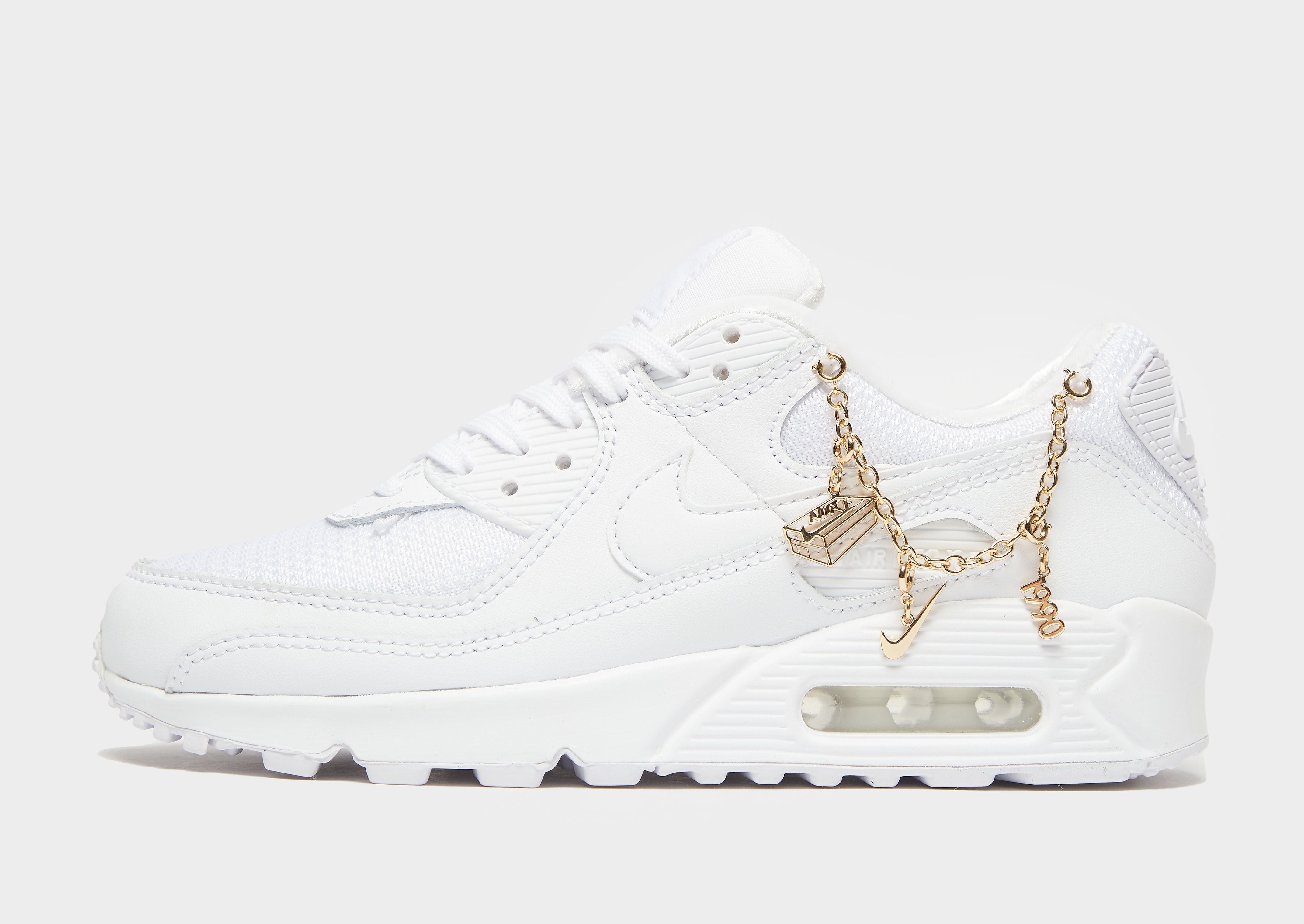 Nike Air Max 90 Premium Women's - White/Metallic Gold/White, White/Metallic Gold/White