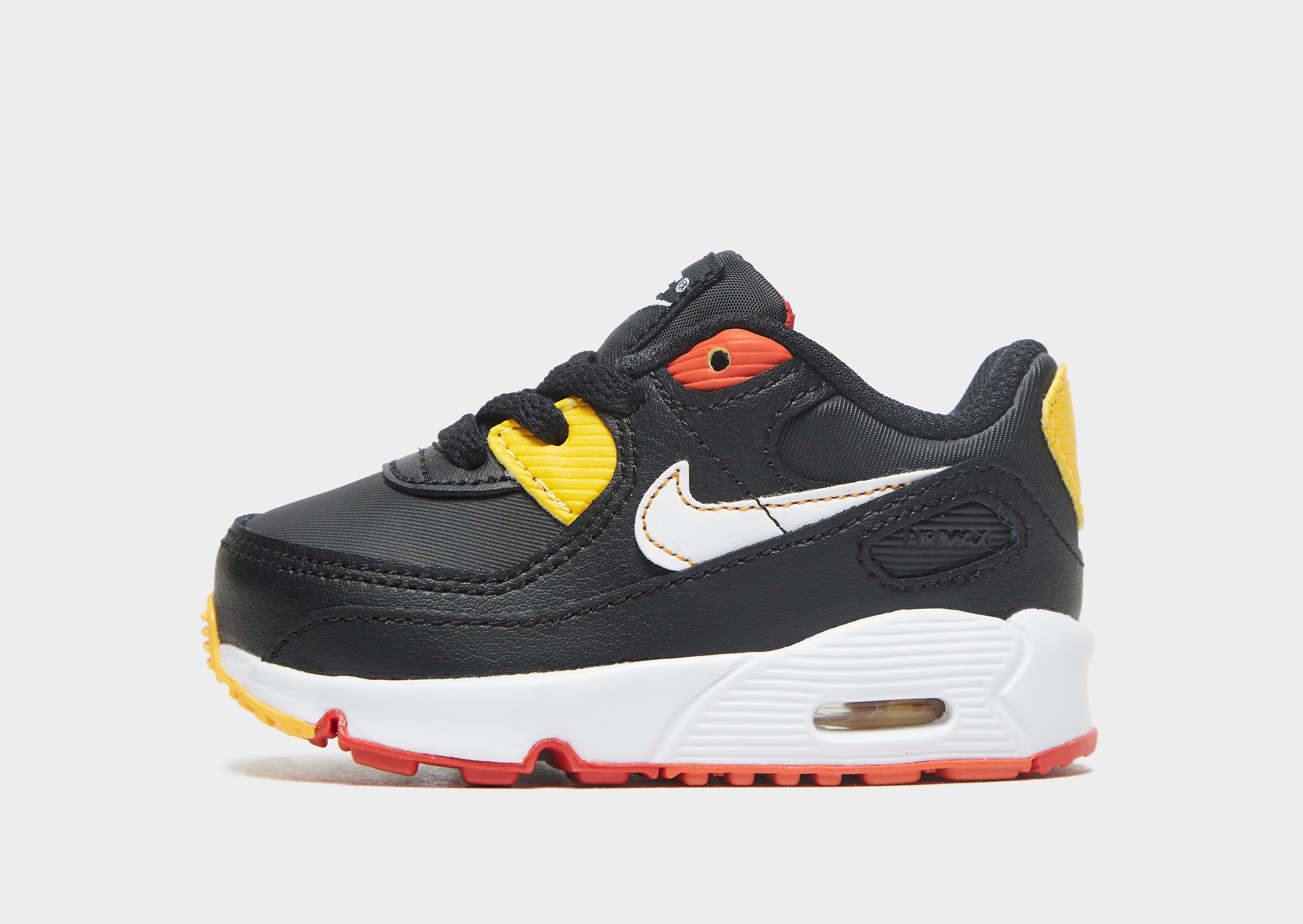 Nike Air Max 90 Leather Infant - Black/Cosmic Clay/Kumquat/White - Kids, Black/Cosmic Clay/Kumquat/White