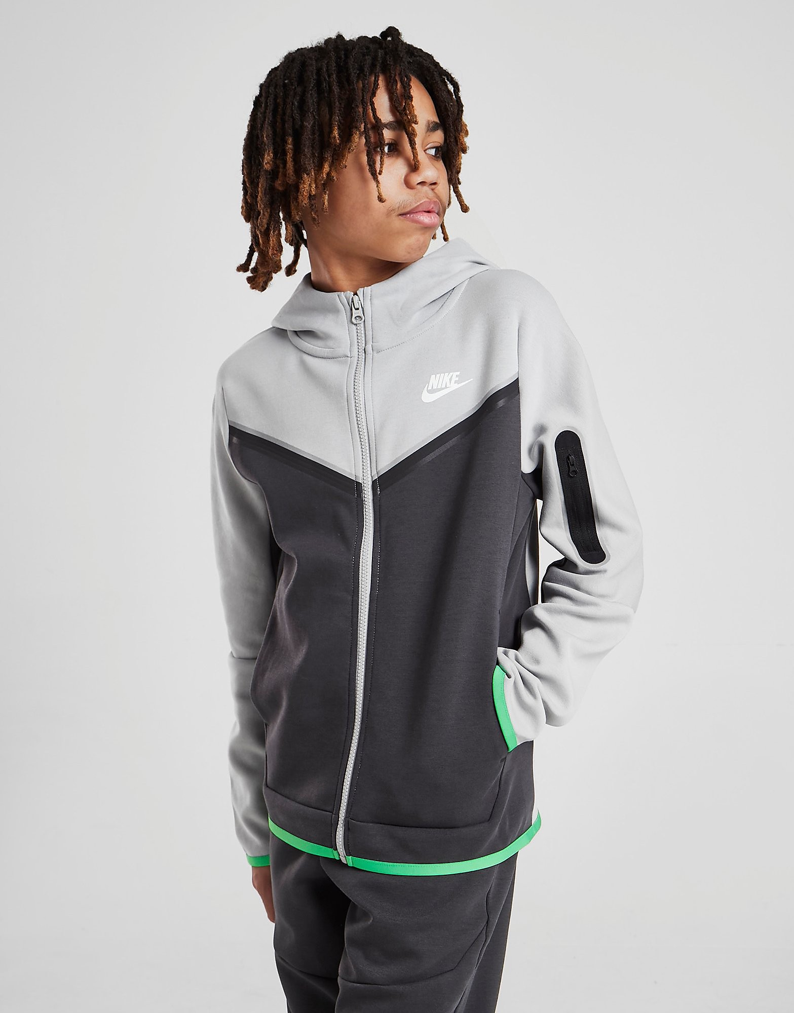 

Nike Tech Fleece Full Zip Hoodie Junior - Light Smoke Grey/Anthracite/Light Green Spark/Sail/Black - Kids, Light Smoke Grey/Anthracite/Light Green Spark/Sail/Black
