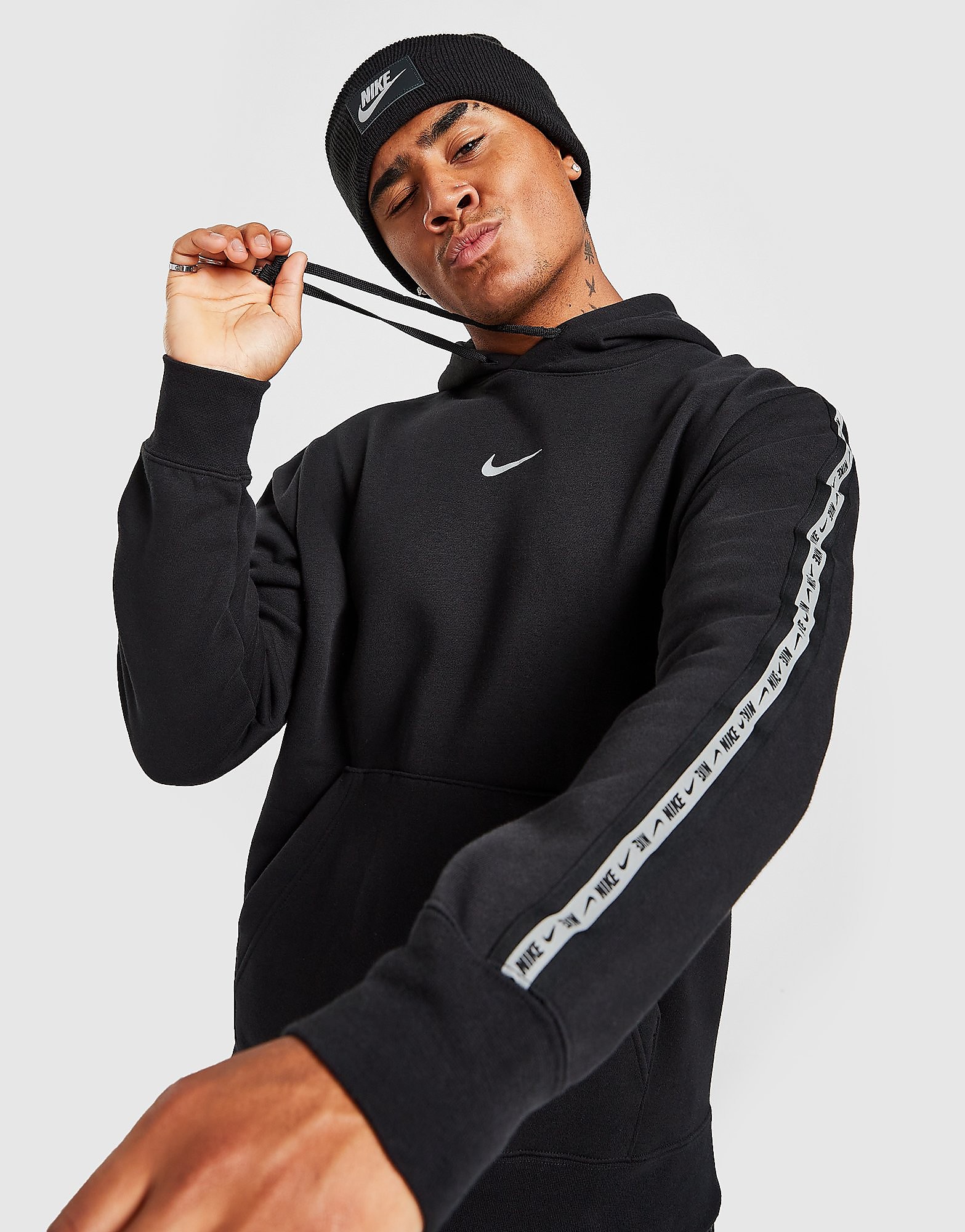 

Nike Tape Hoodie - Black - Mens, Black