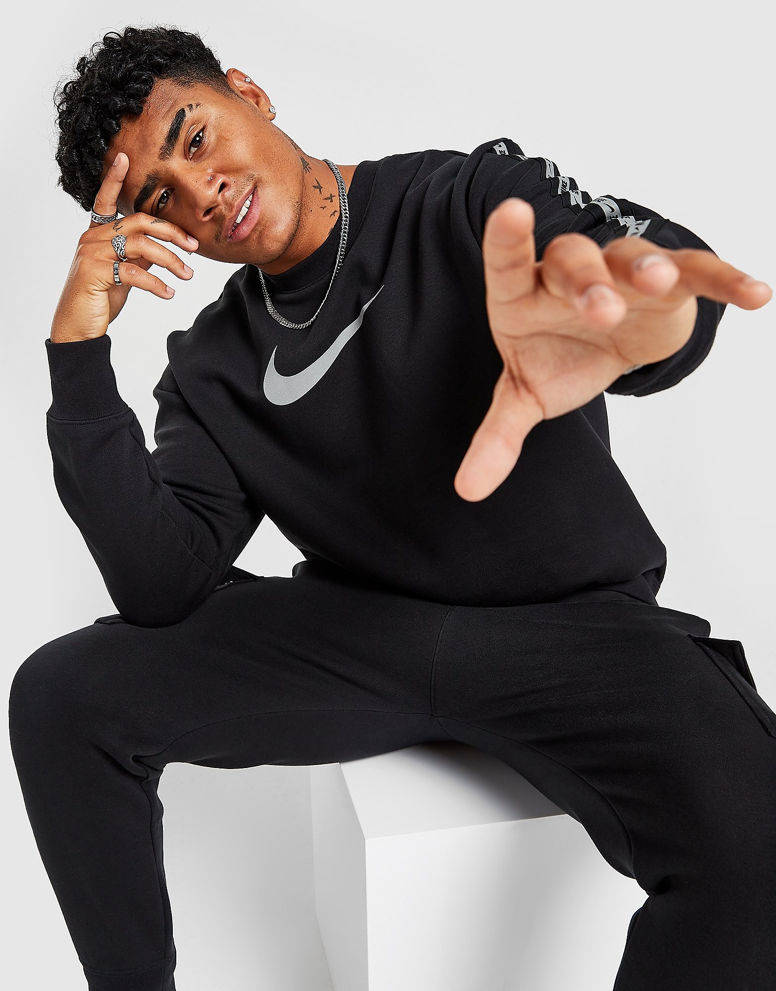 

Nike Tape Crew Sweatshirt - Black - Mens, Black