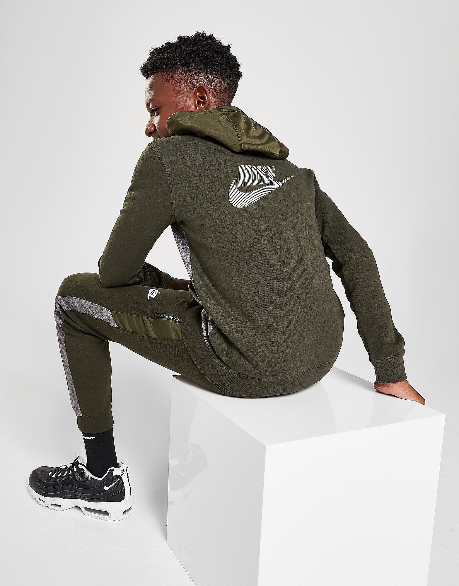 Nike Hybrid Fleece Full Zip Hoodie Junior - Only at JD - Green - Kids, Green