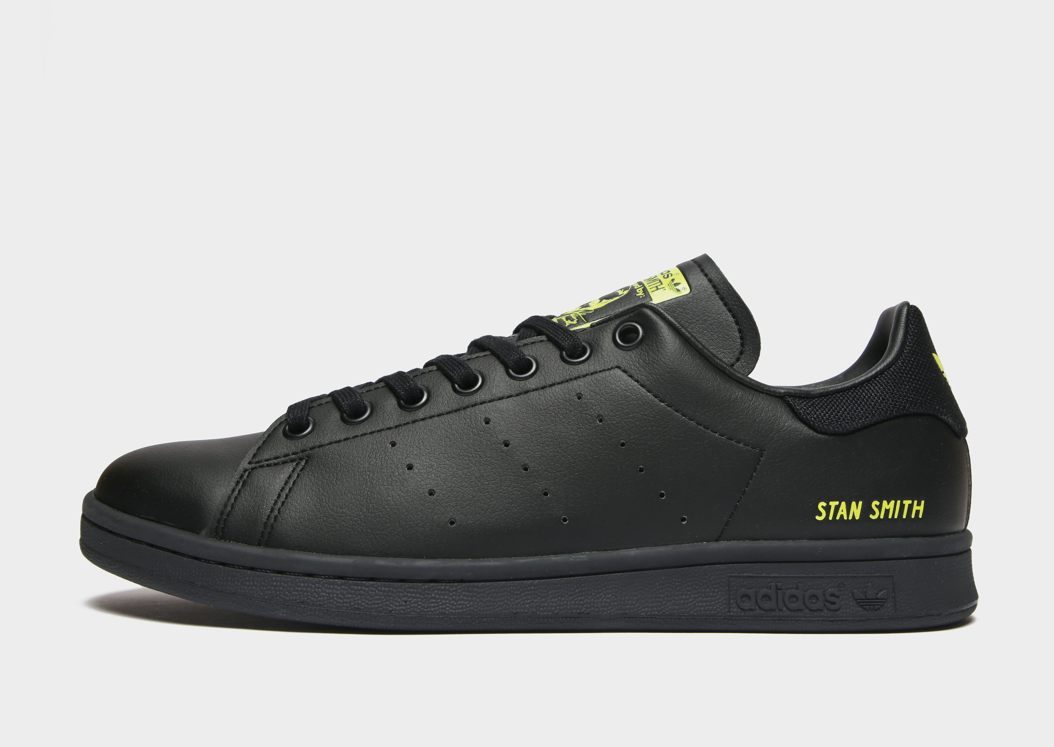 

adidas Originals Stan Smith - Core Black / Core Black / Semi Solar Yellow - Womens, Core Black / Core Black / Semi Solar Yellow